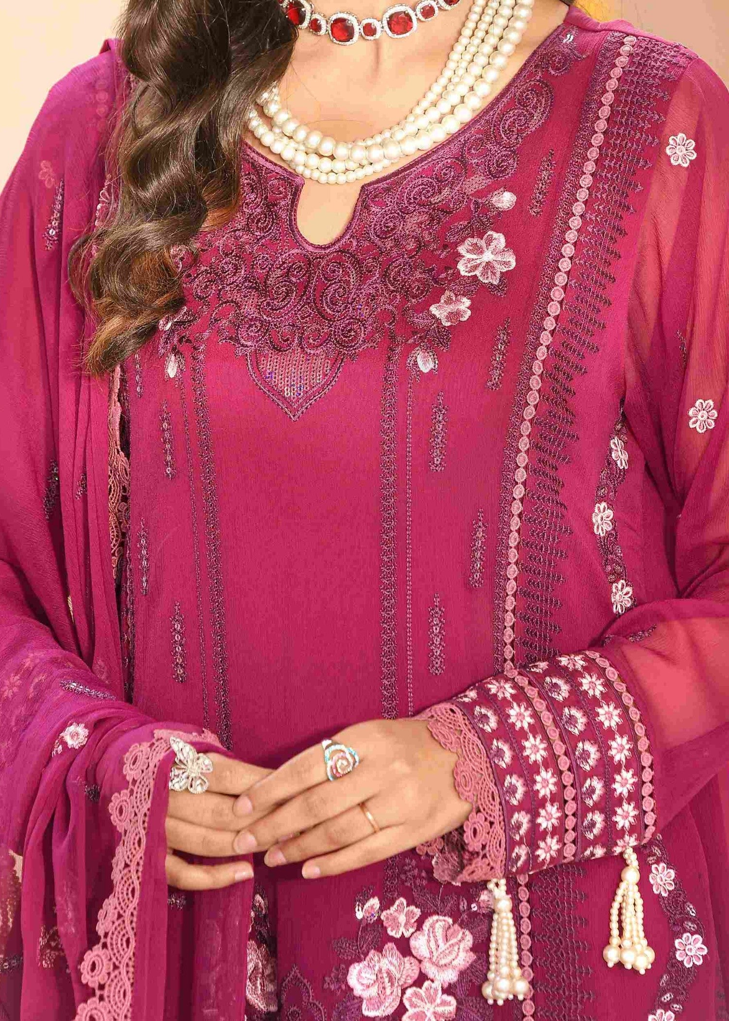 chiffon Unstitched in Magenta