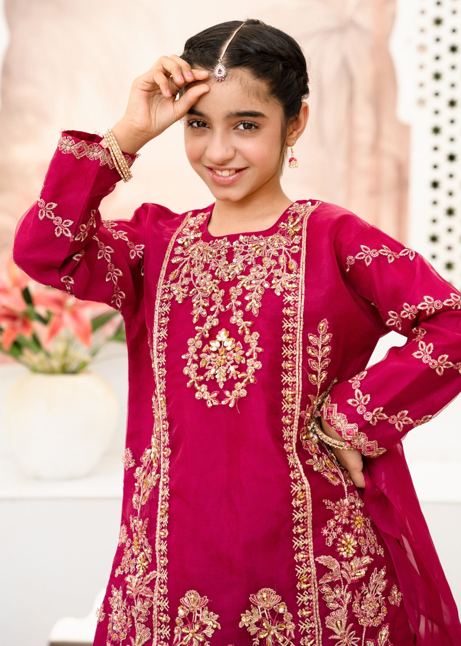 organza Sharara in Magenta