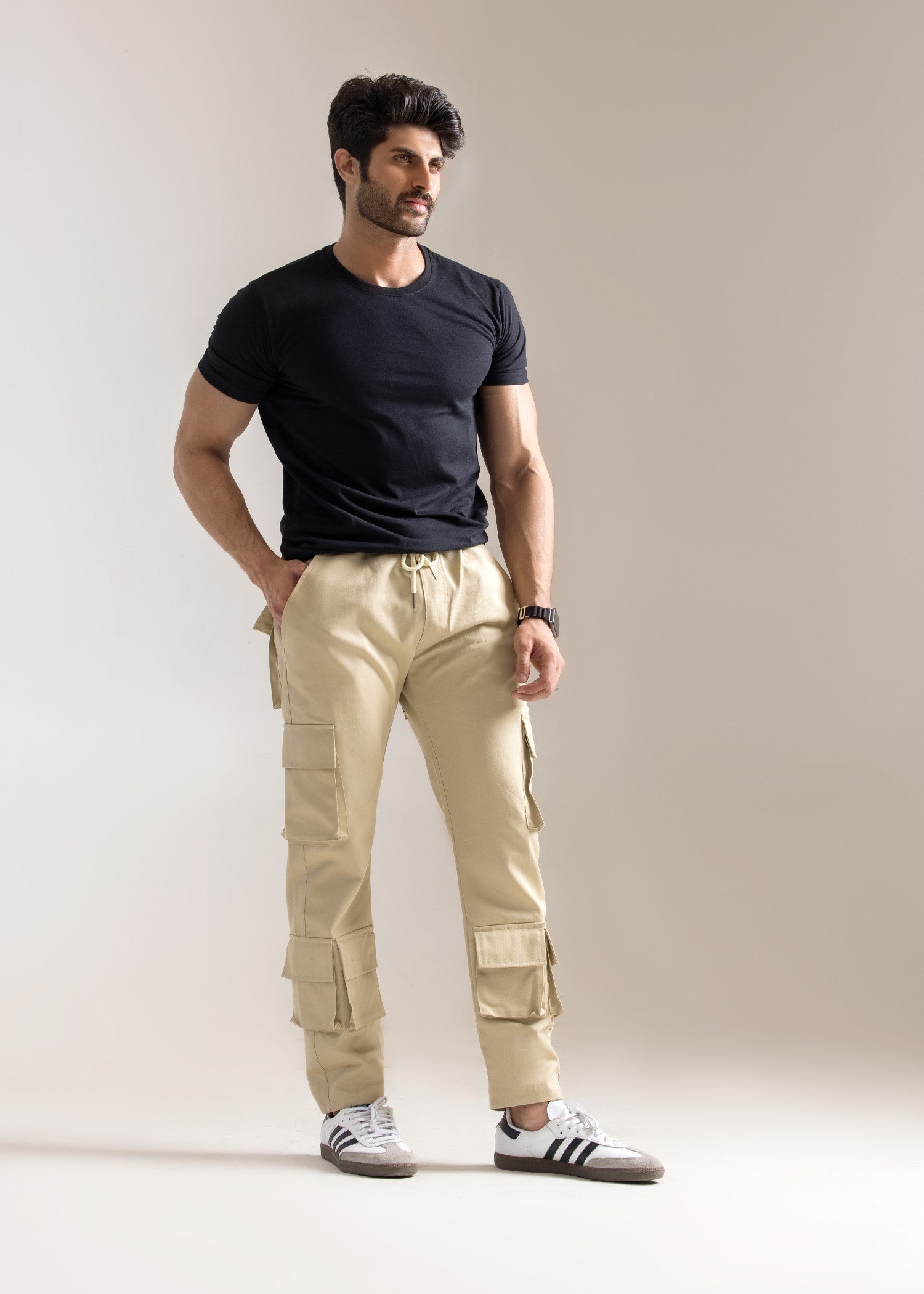twill polyester Pants in Beige