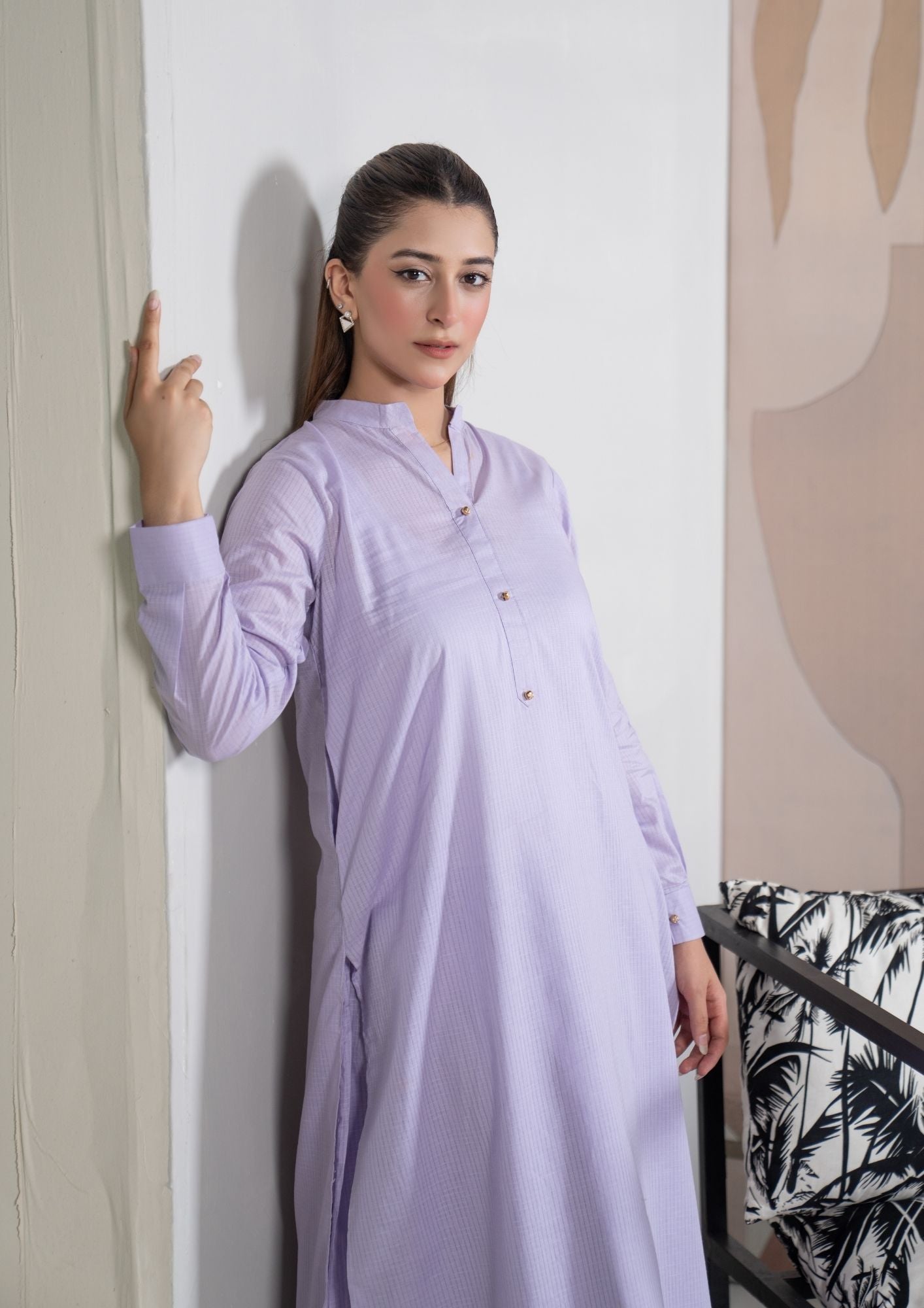 lawn cotton Co Ord Sets in Lilac