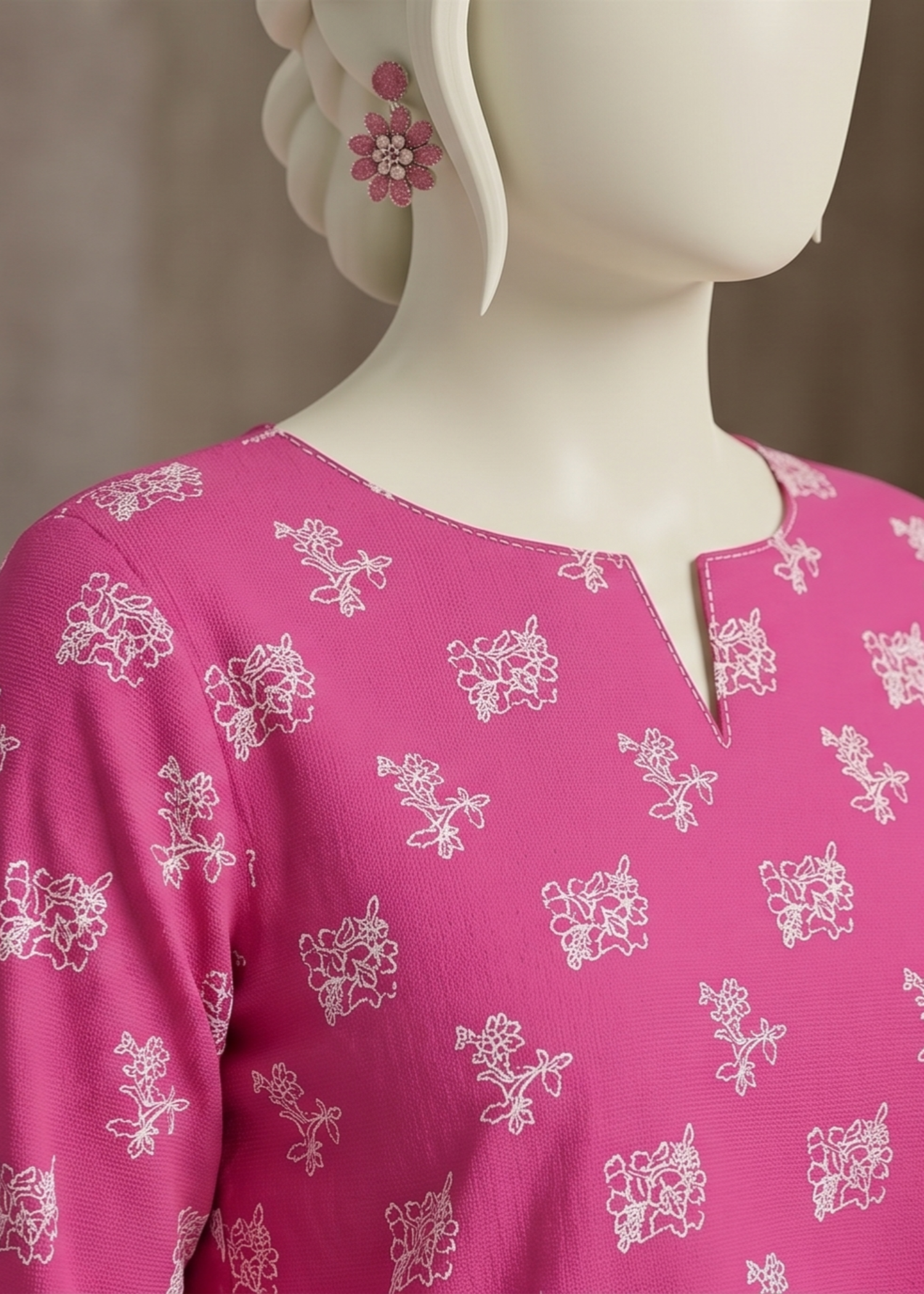 arabic lawn Kurta Set in Shocking pink