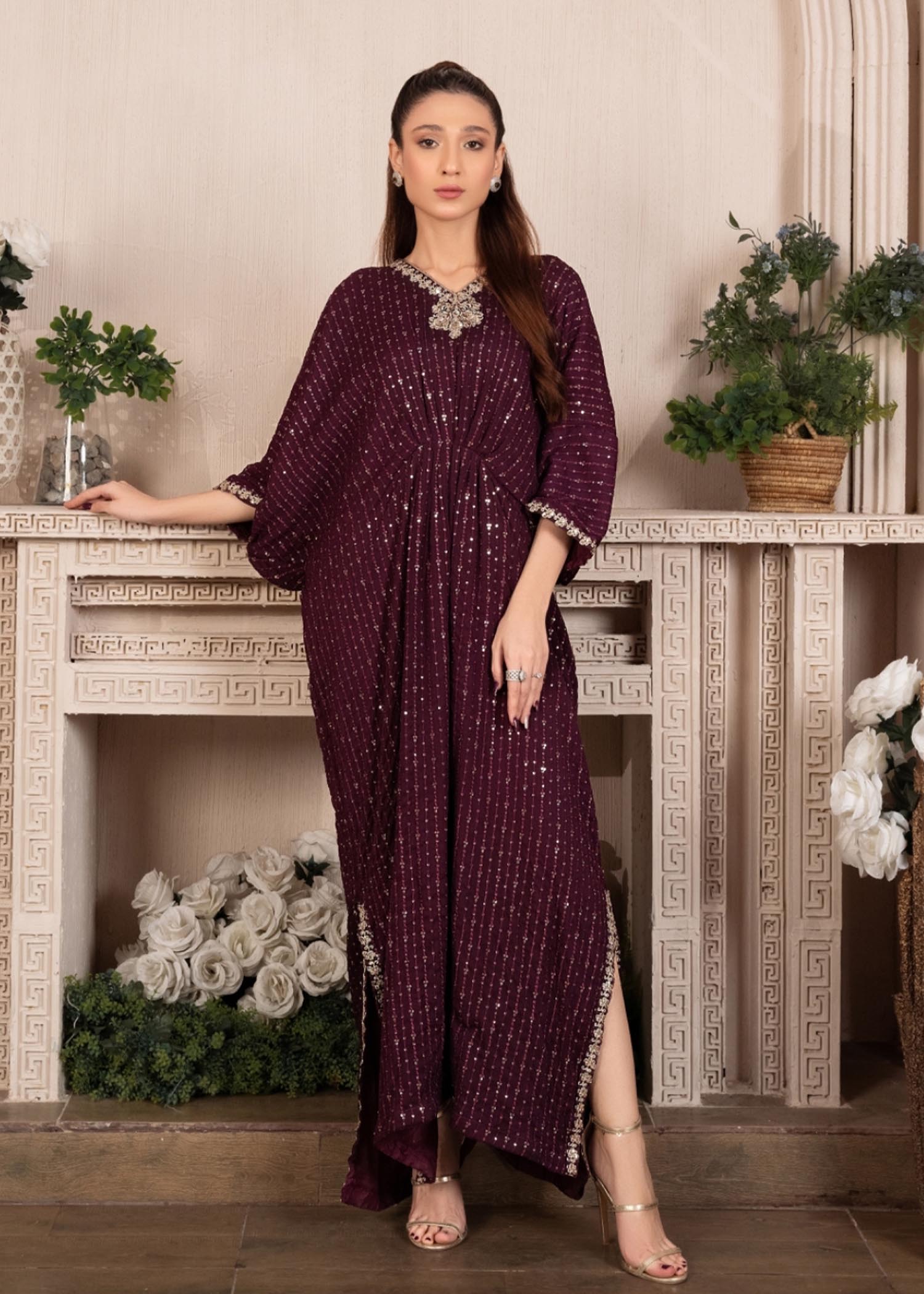 chiffon Kaftan in Plum