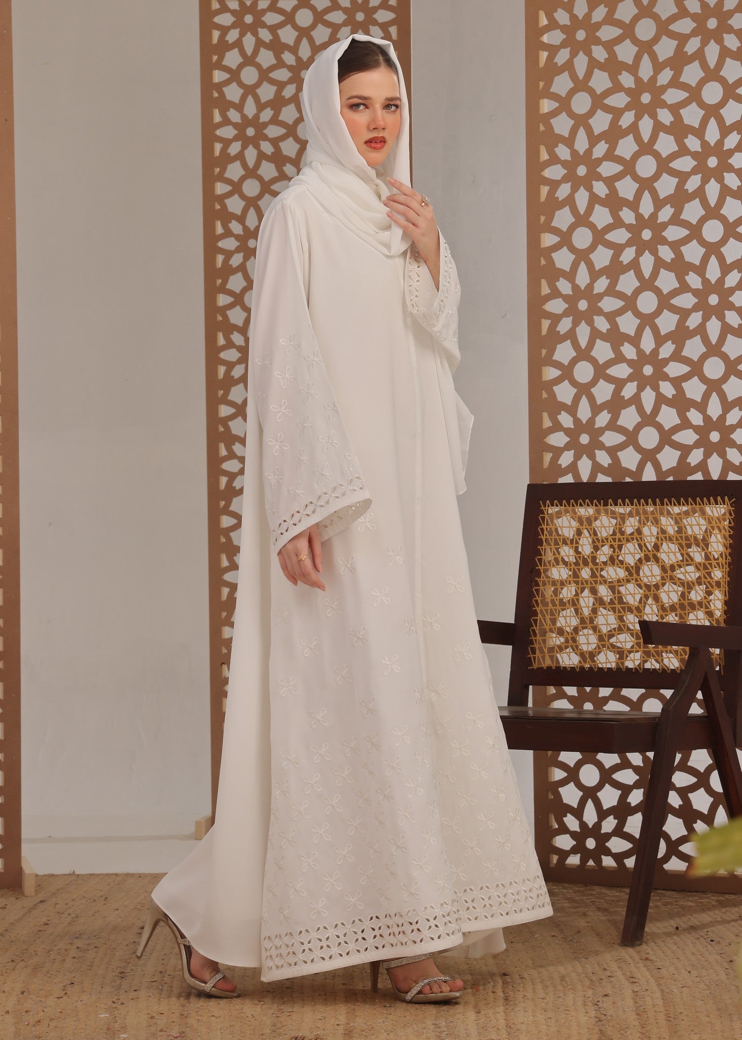 nidha Abaya in White