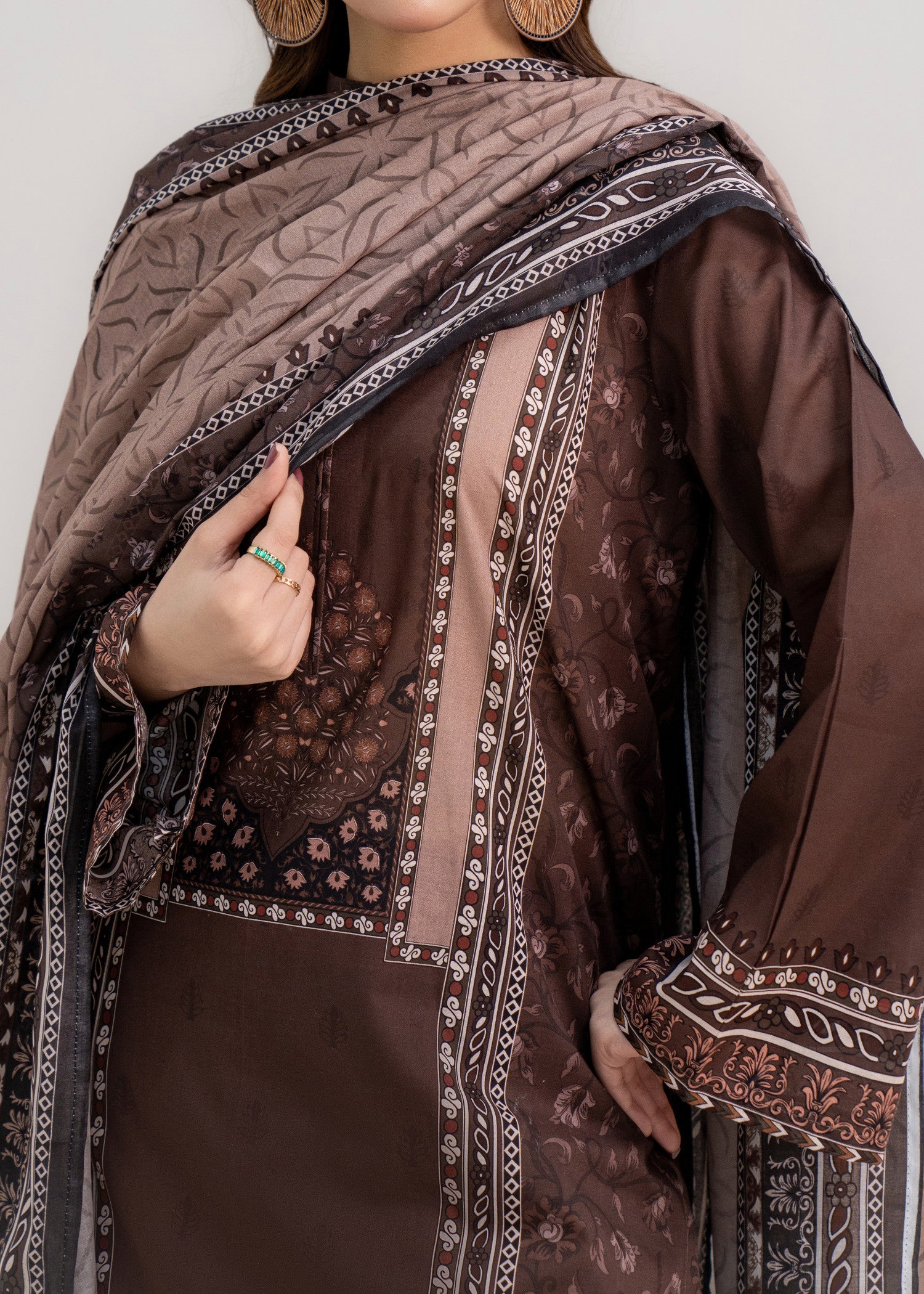 lawn Unstitched in Brunette brown, almond brown