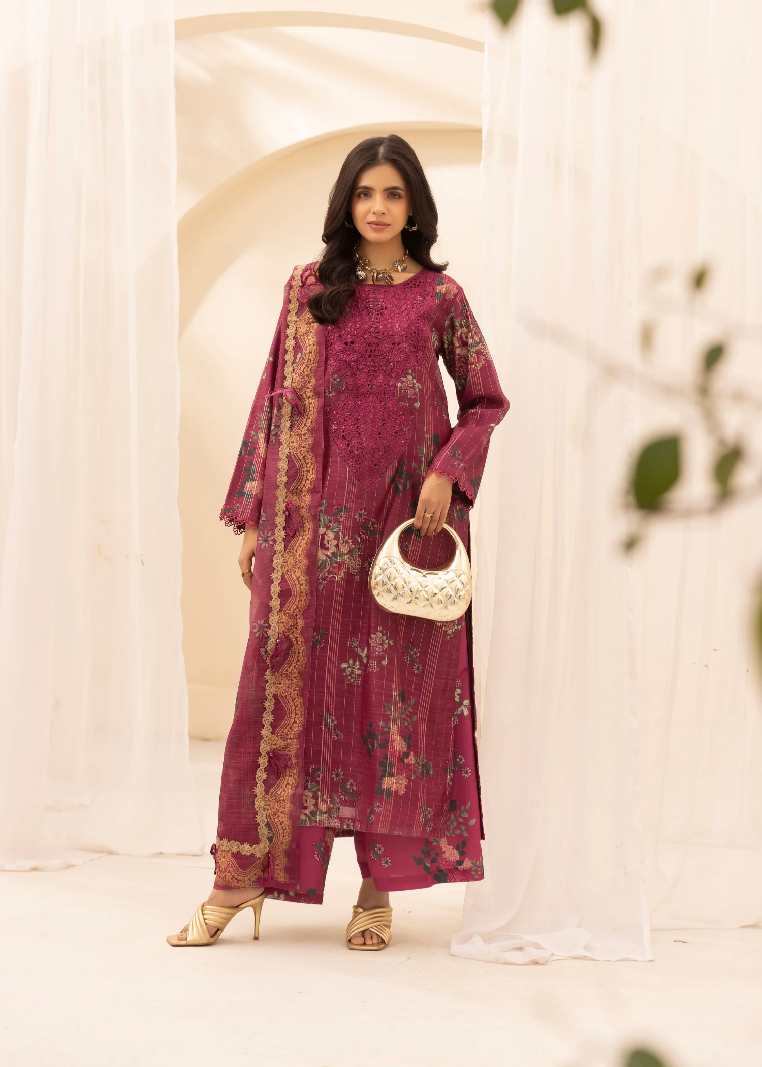 manaar Kurta Set in Zinnia pink