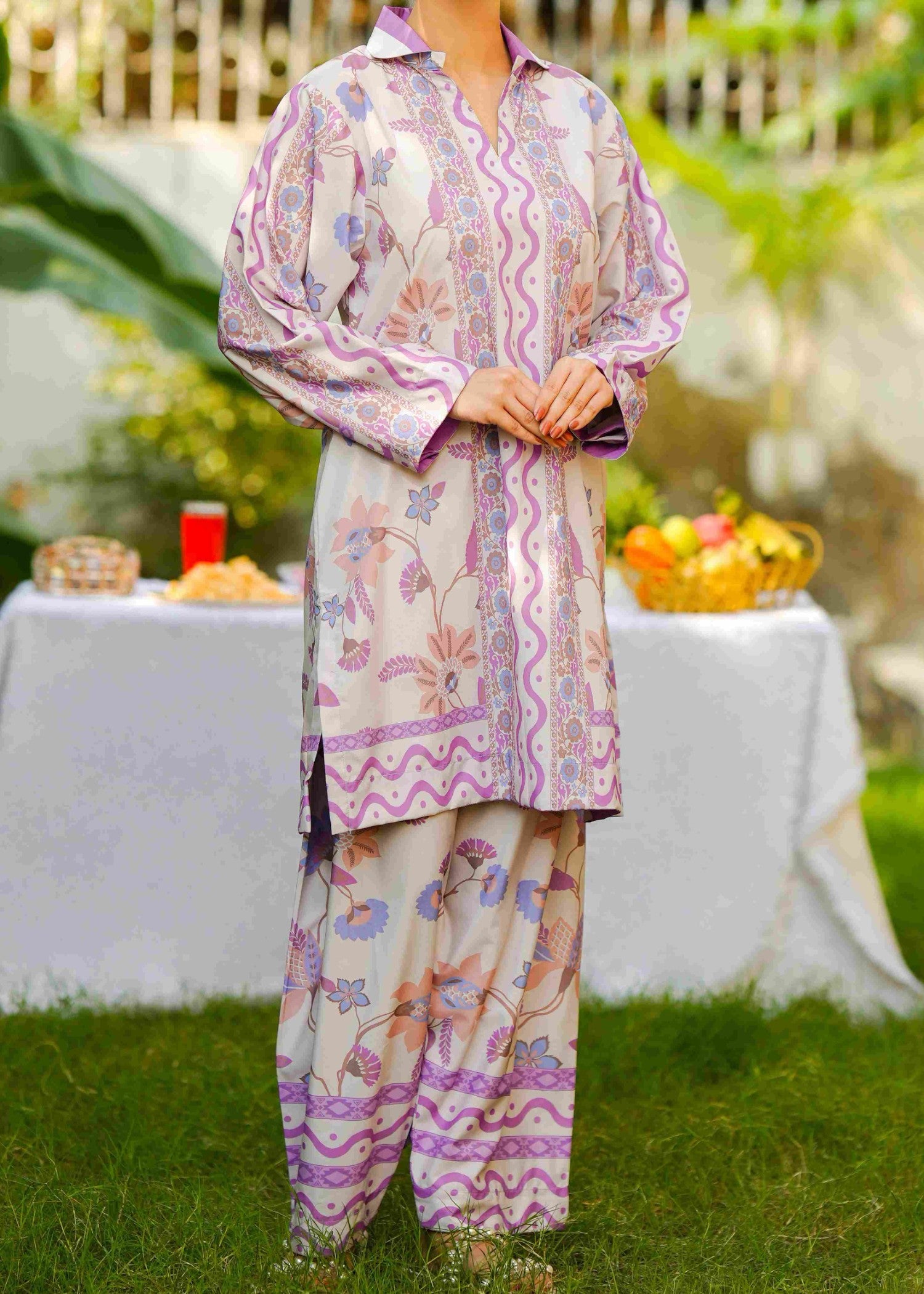 crepe Co Ord Sets in Lavender - view 3