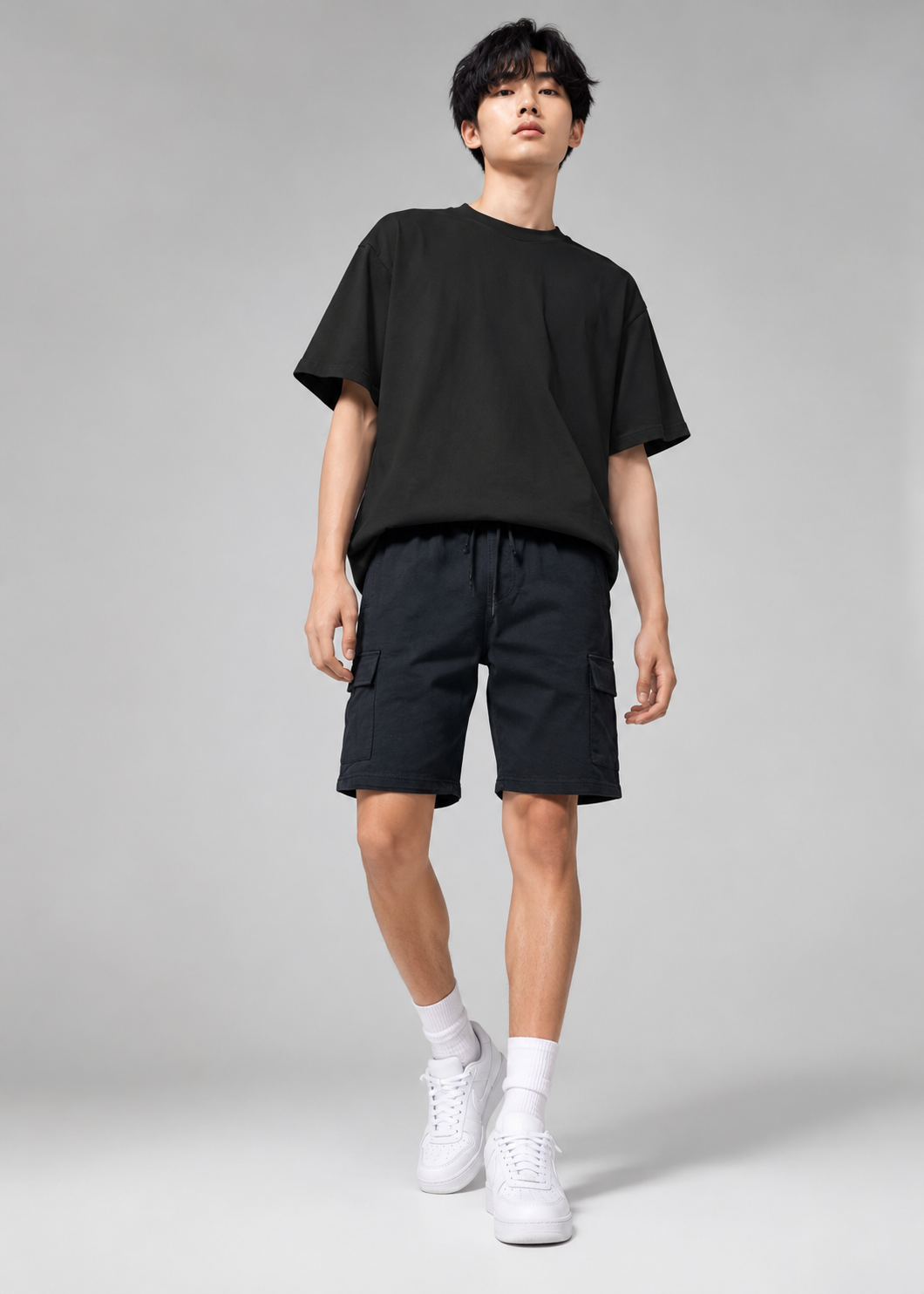 french terry Shorts in Black