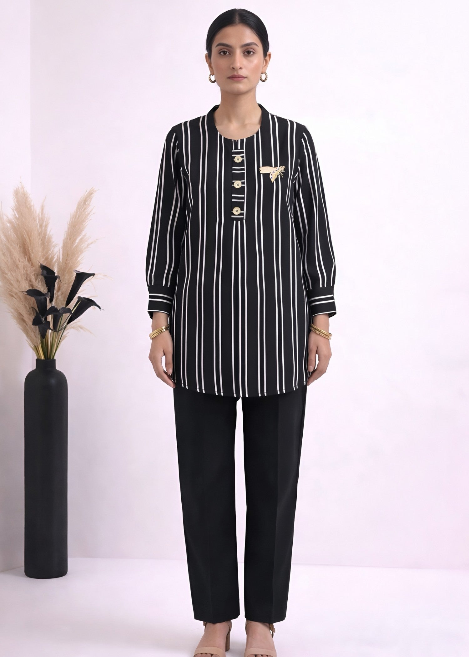 georgette silk Top in Charcoal black