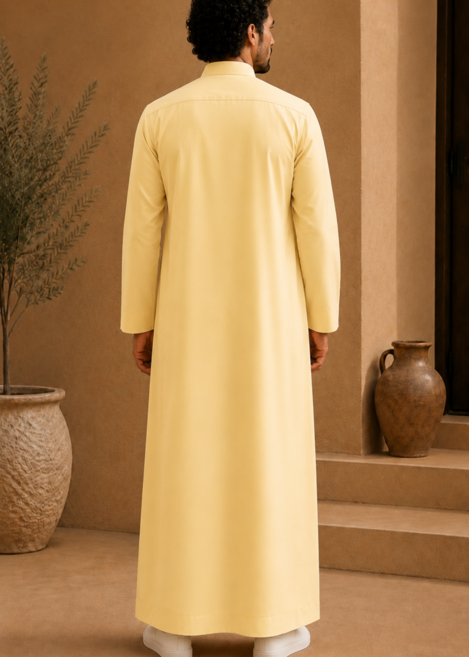 wash & wear Kurta in Pale yellow
