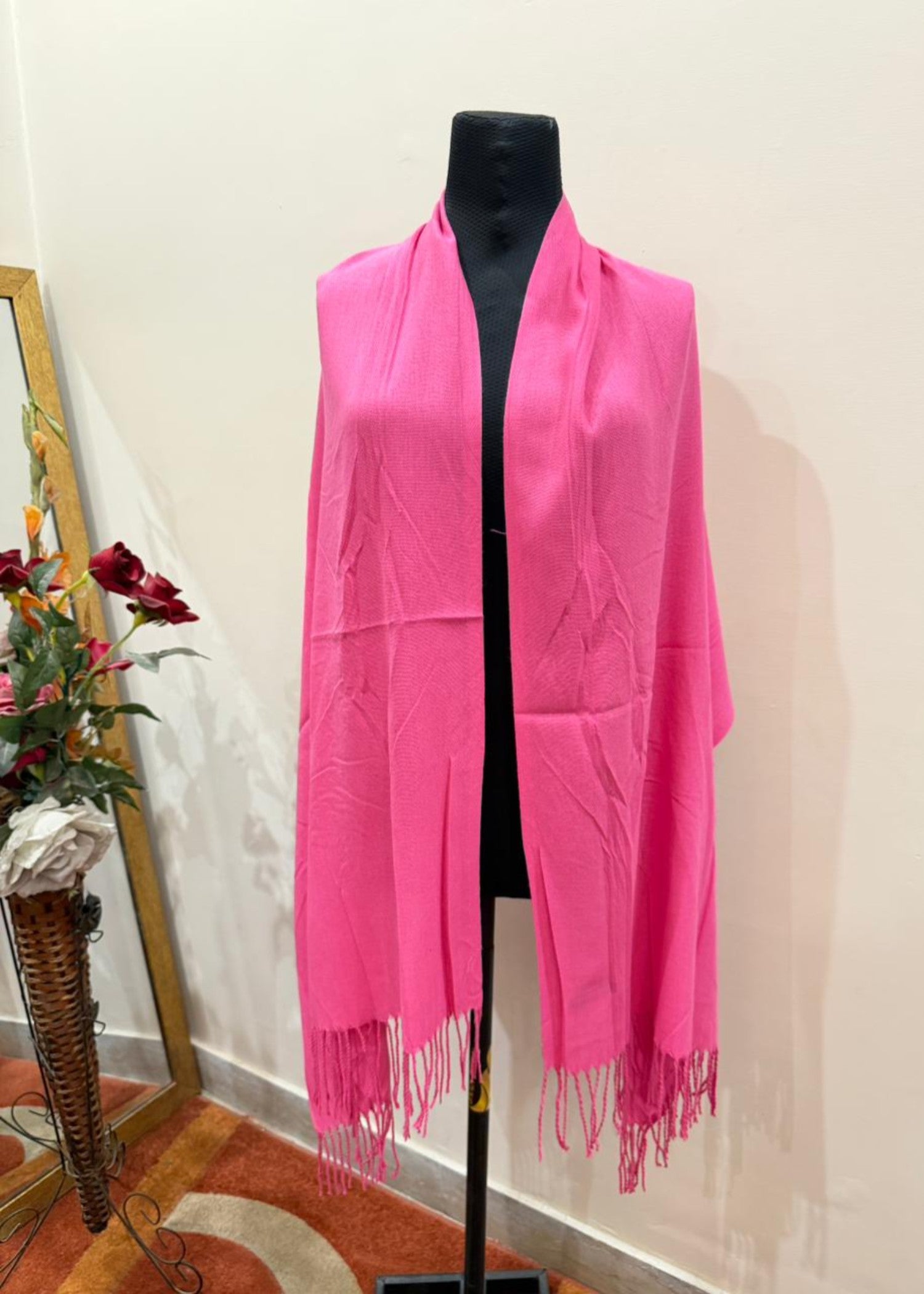 cashmere wool Hijab in Vivid pink