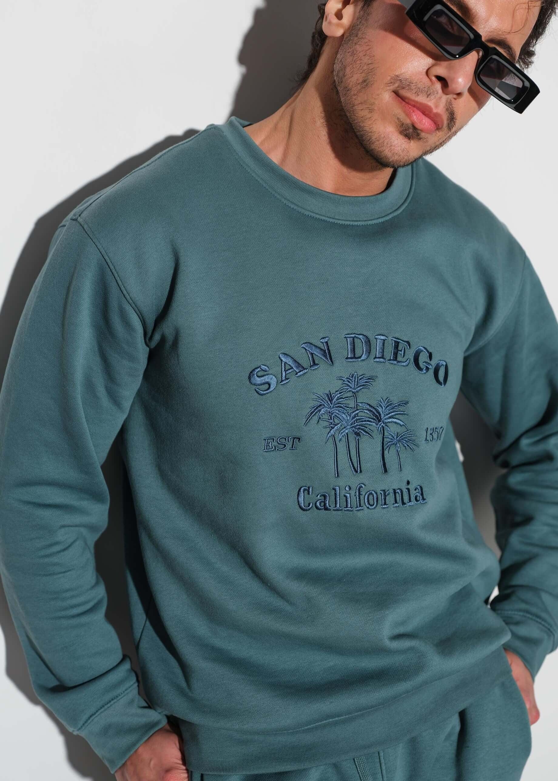 cotton Sweatshirt in Teal