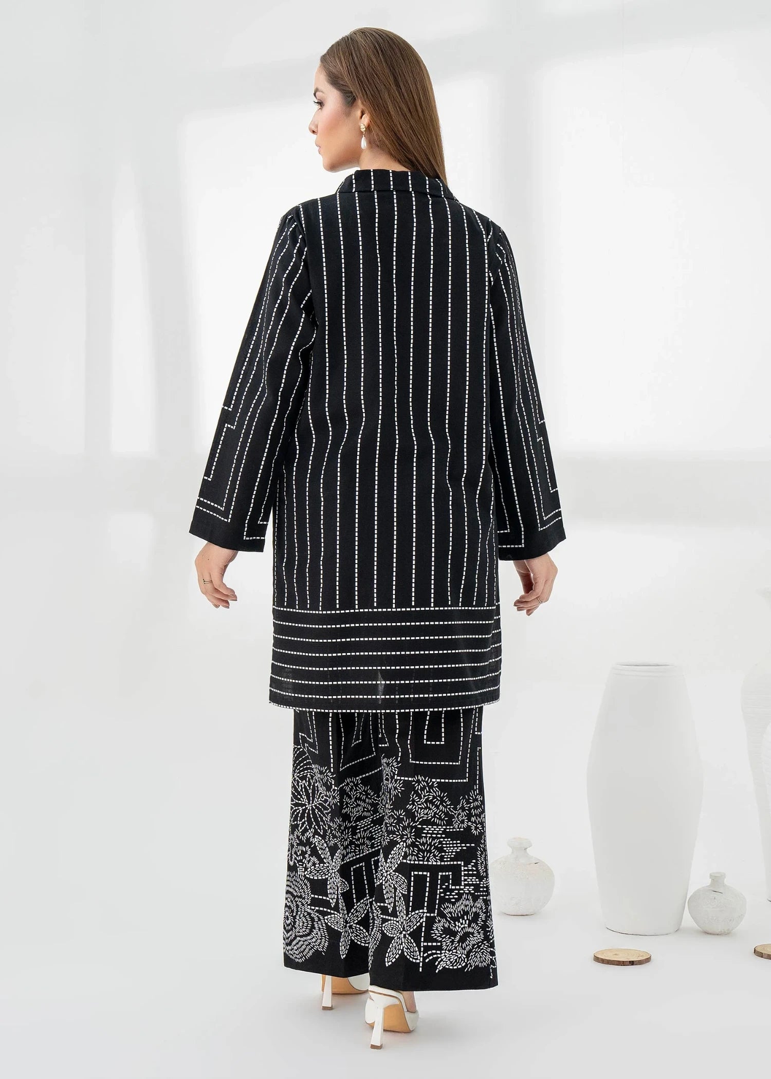 zari lawn Co Ord Sets in Black