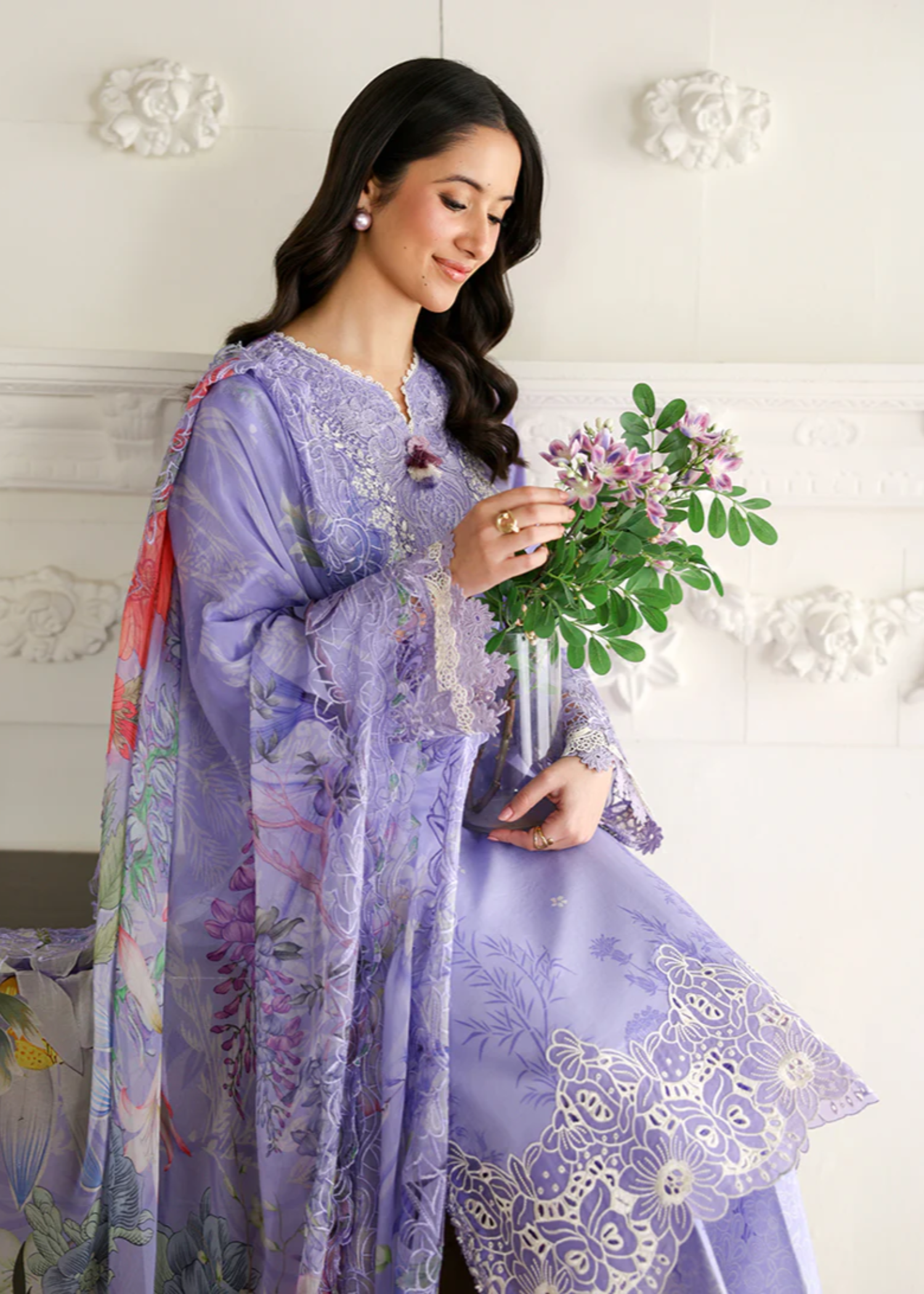 lawn Unstitched in Lavender grey