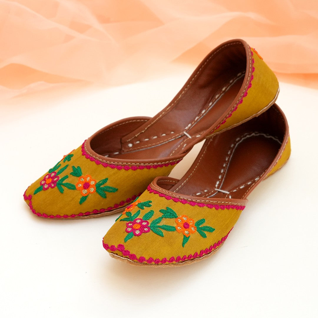 Khussa in Mustard by - High Quality Women Khussa ACK8787