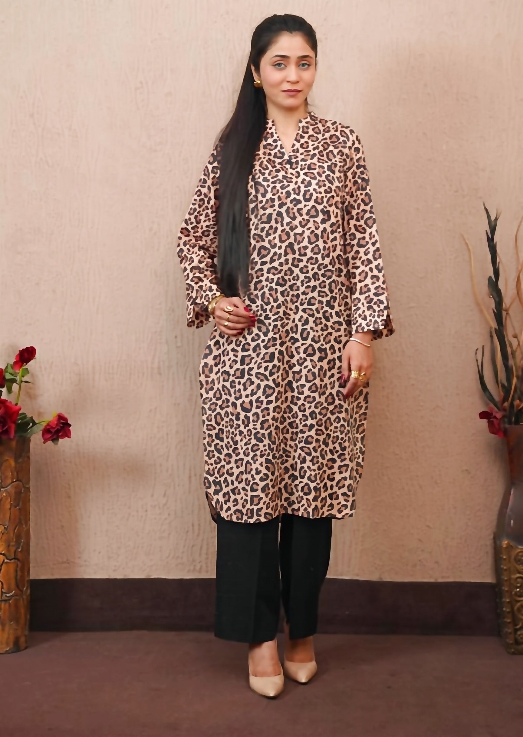 lawn Kurti in Coffee brown