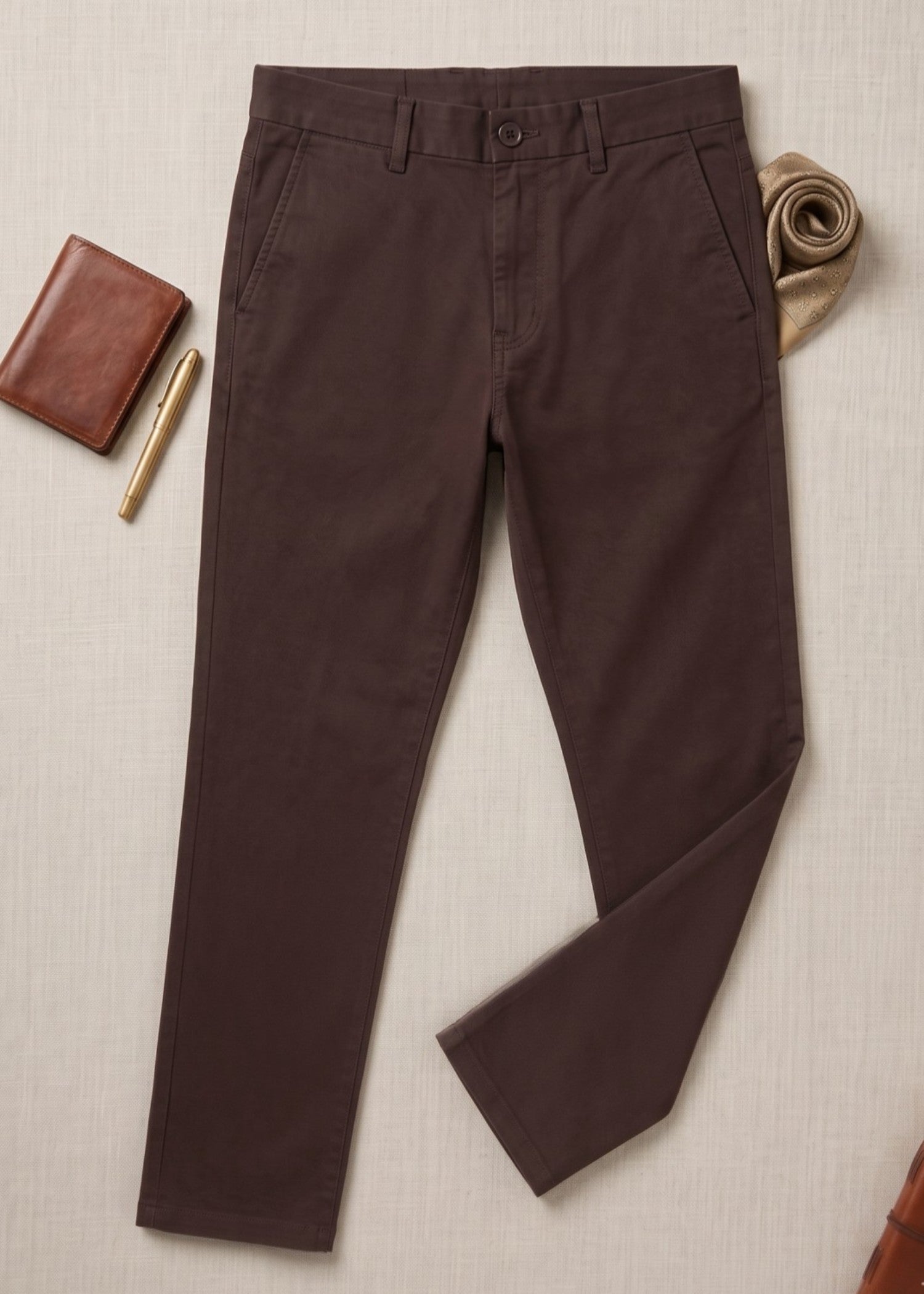 cotton satin Pants in Chocolate brown