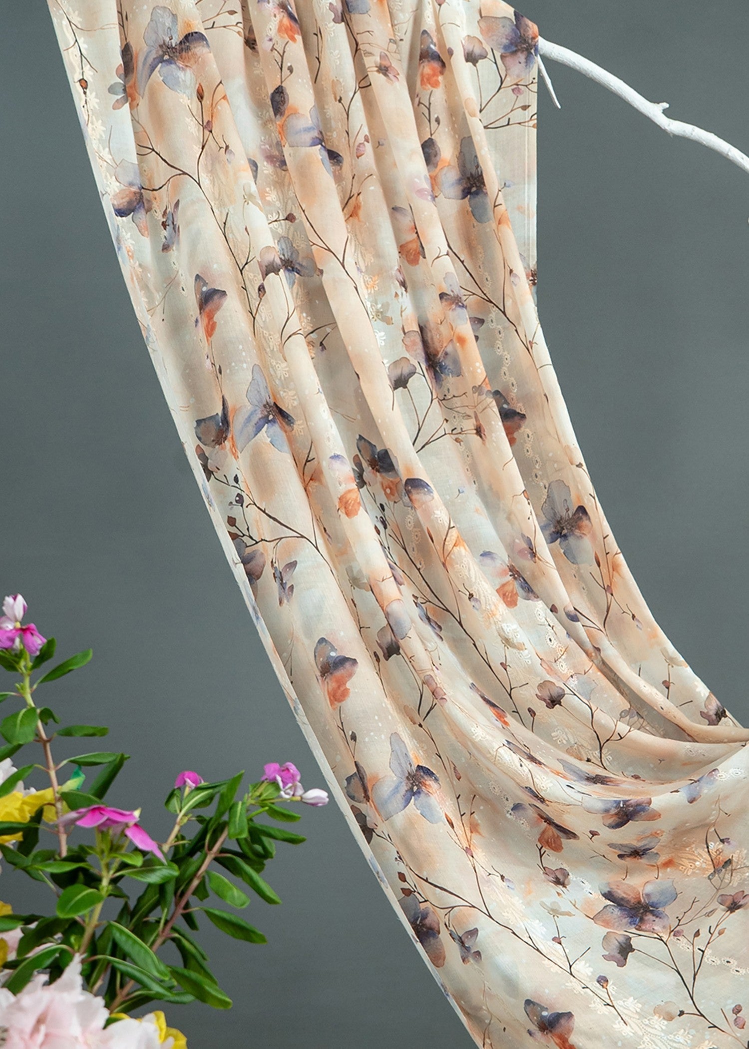 Dupatta in Peach orange Color by - Trendy Women Dupatta HVU9163