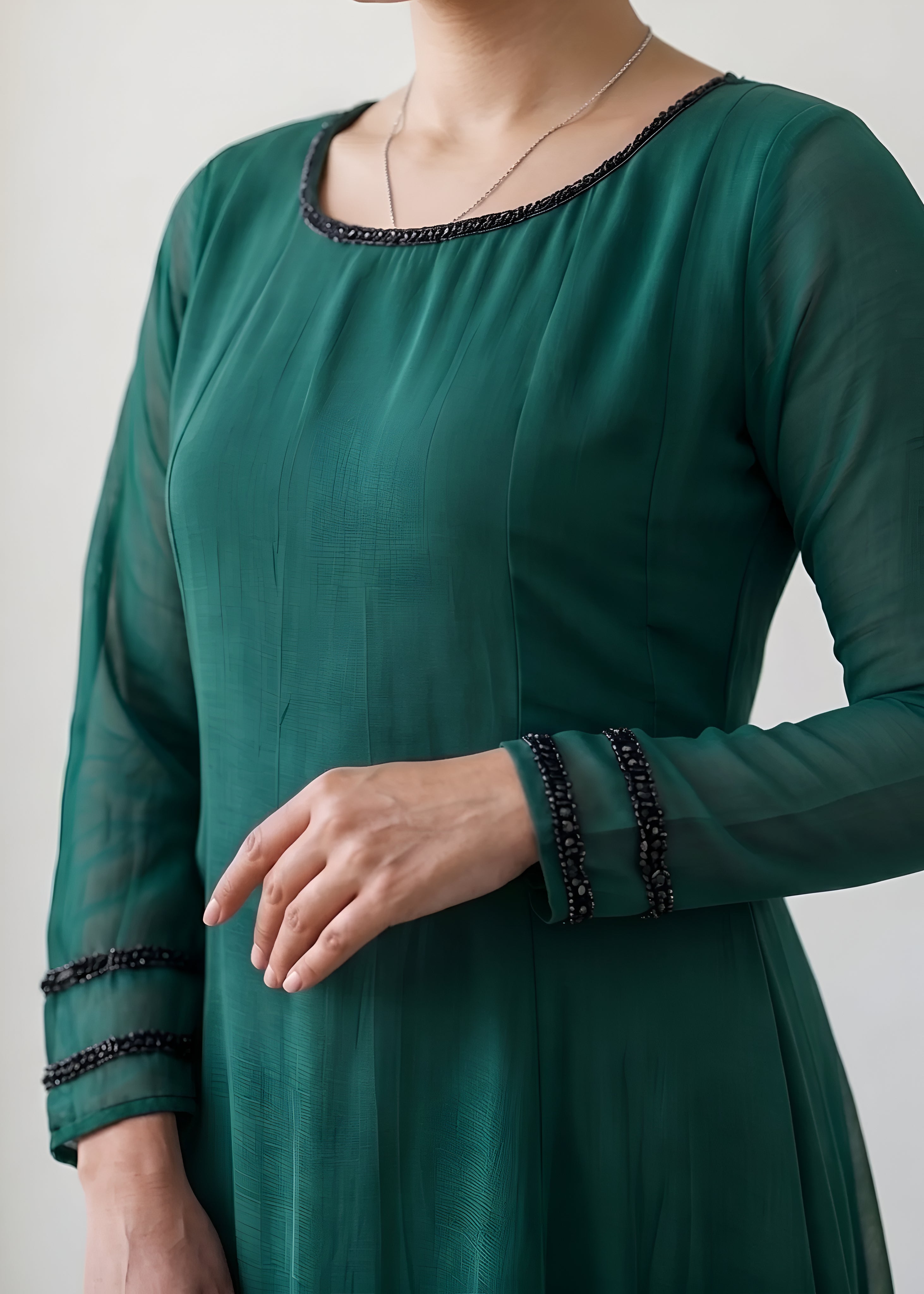 textured wash & wear Maxi in Teal