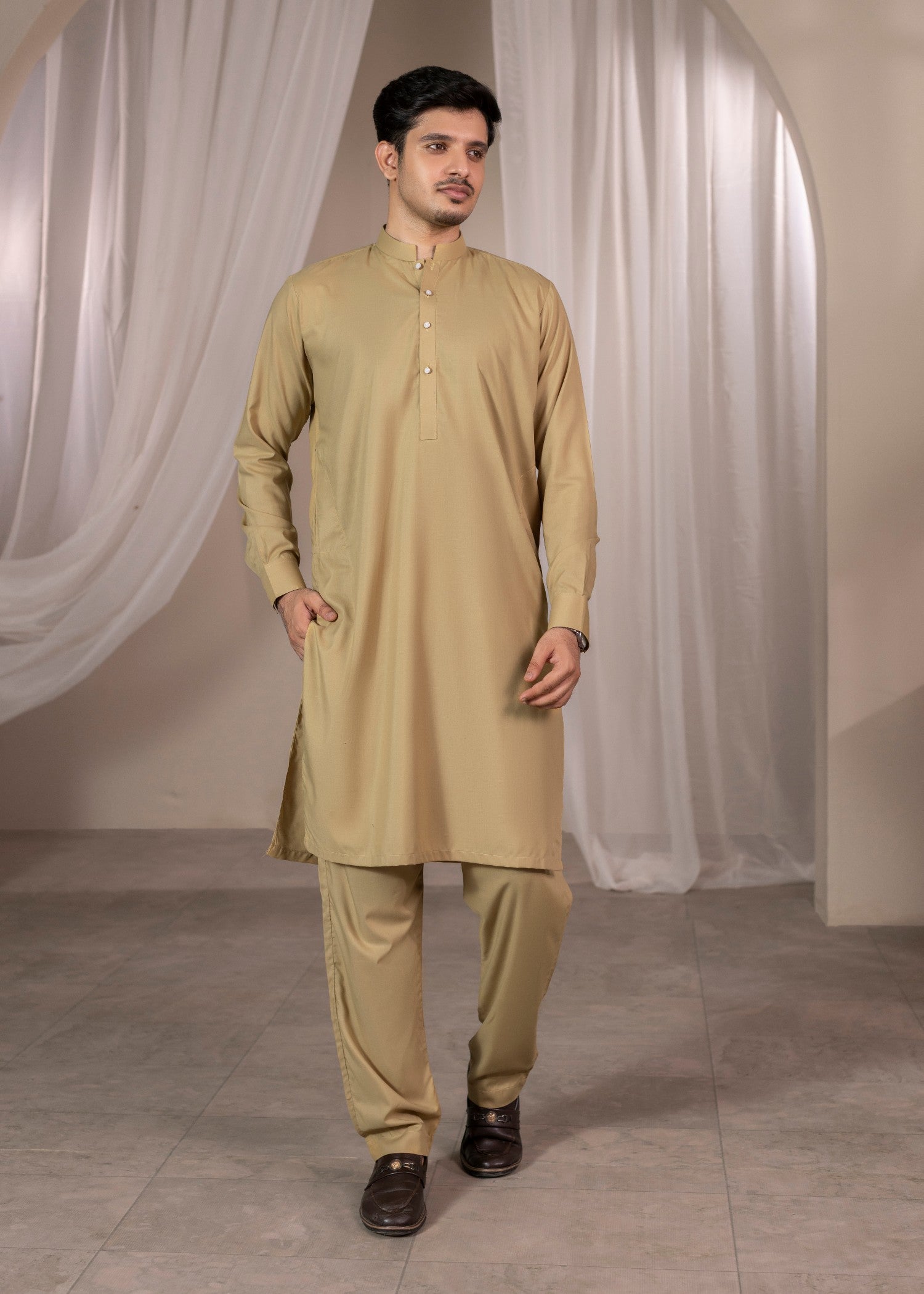 wash & wear Kurta Set in Flax