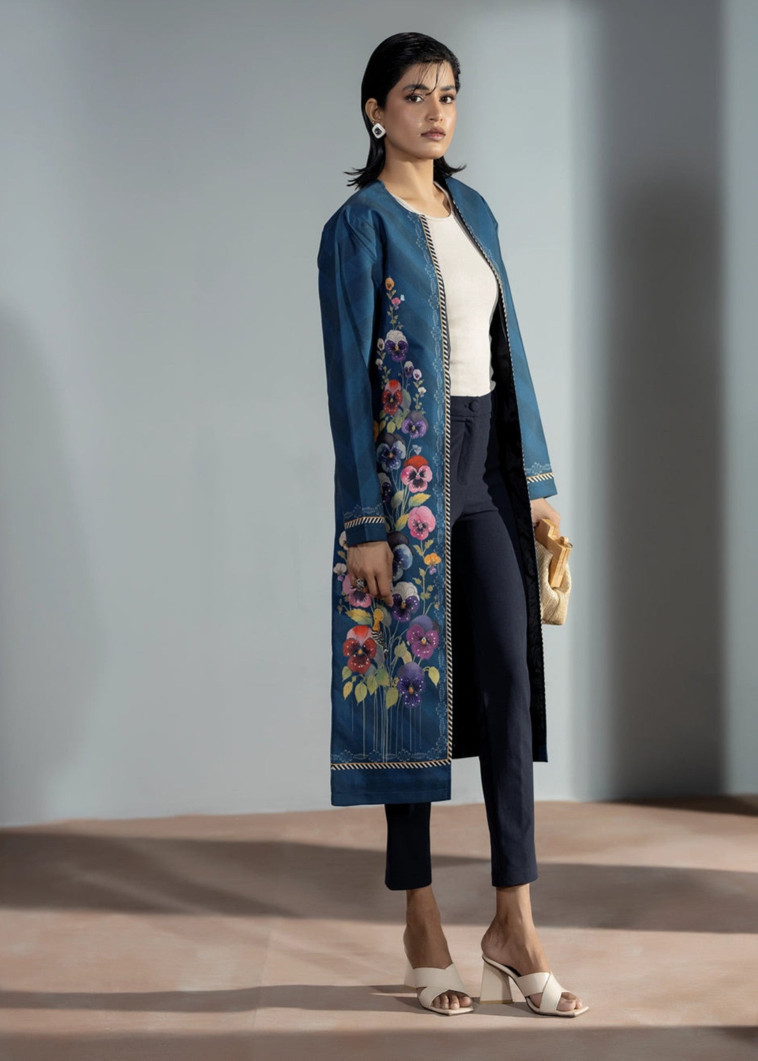 blended cambric Coat in Ocean blue