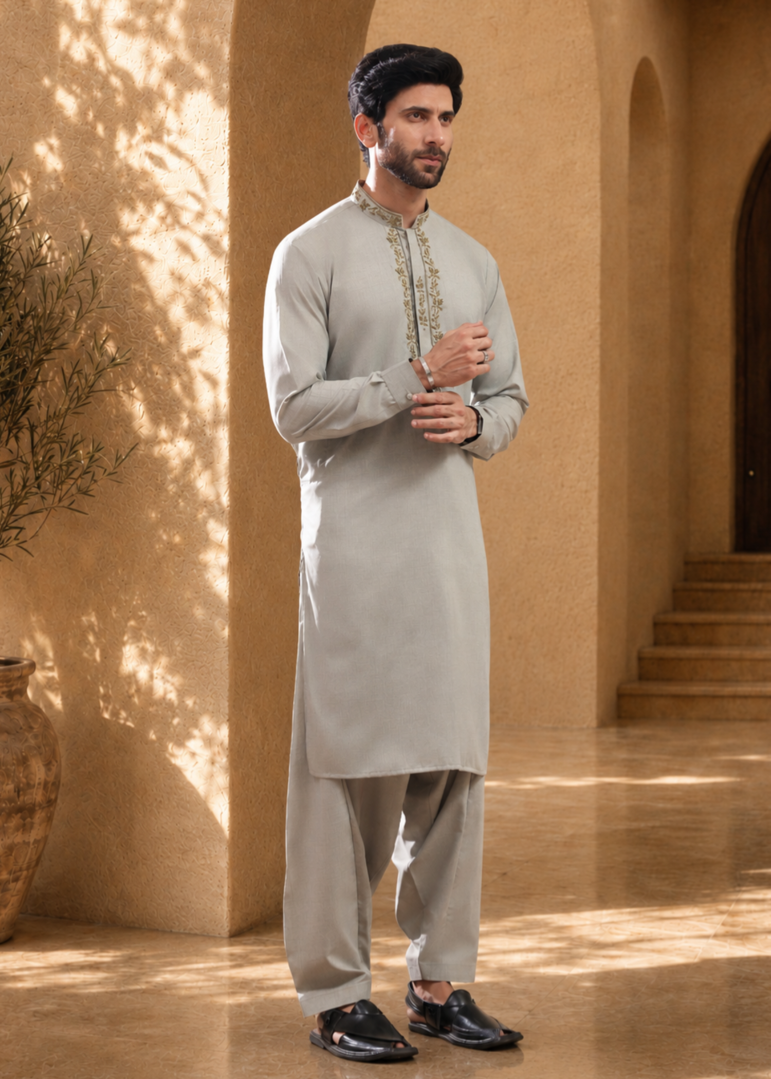 wash & wear Shalwar Kameez in Smoke grey by The Great Masters (TGM)
