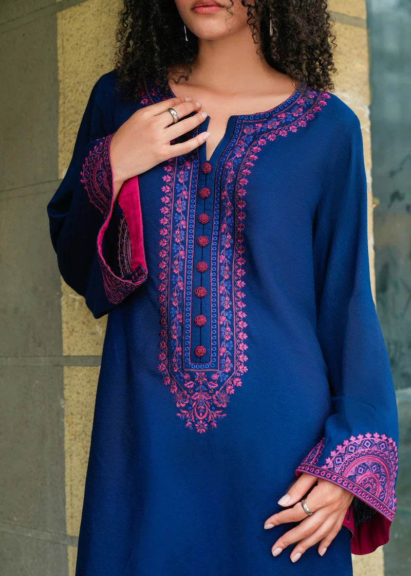 fine khaddar Kurta Set in Navy blue