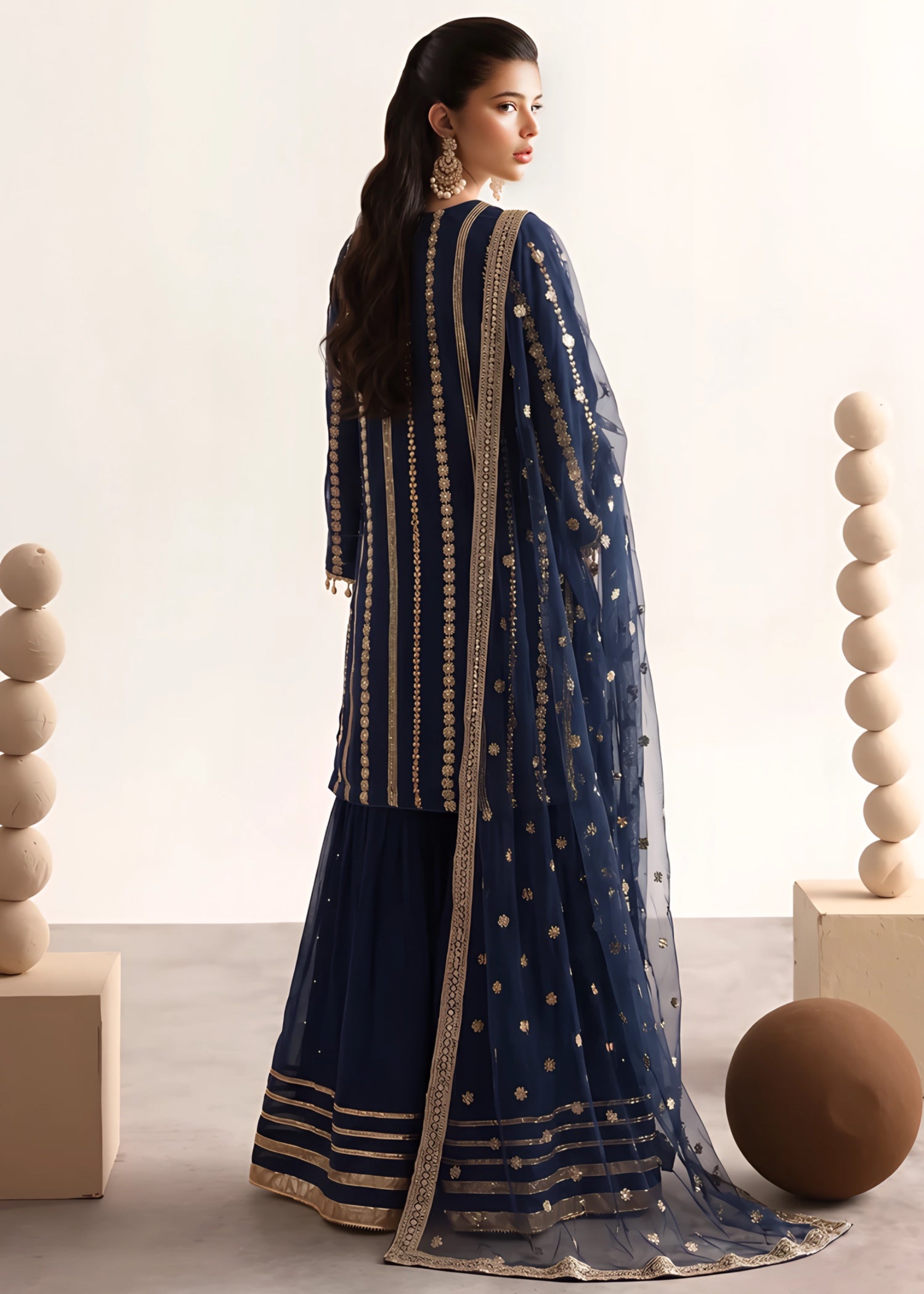 chiffon Sharara in Cobalt blue