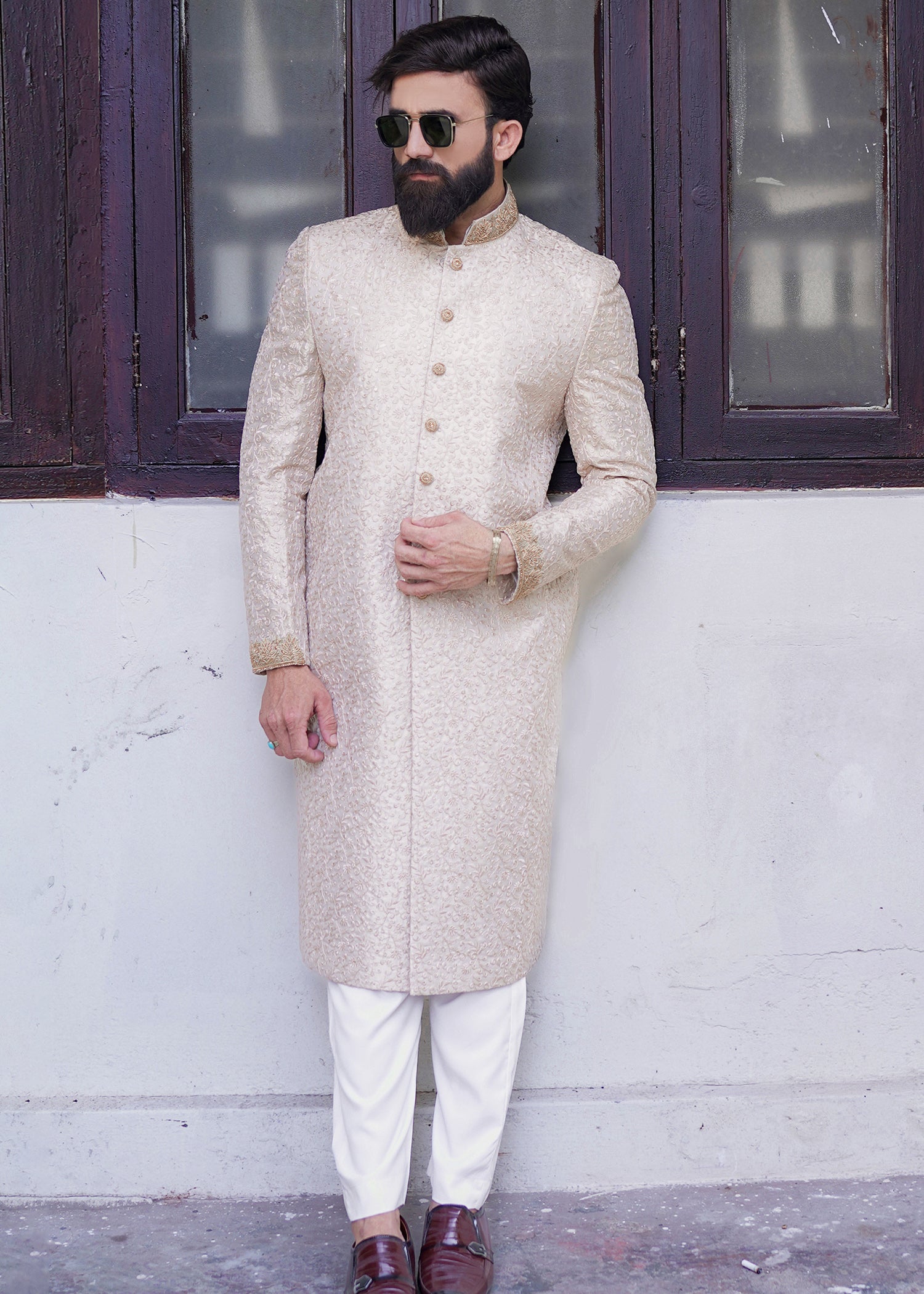 masuri Sherwani in Pastel pink