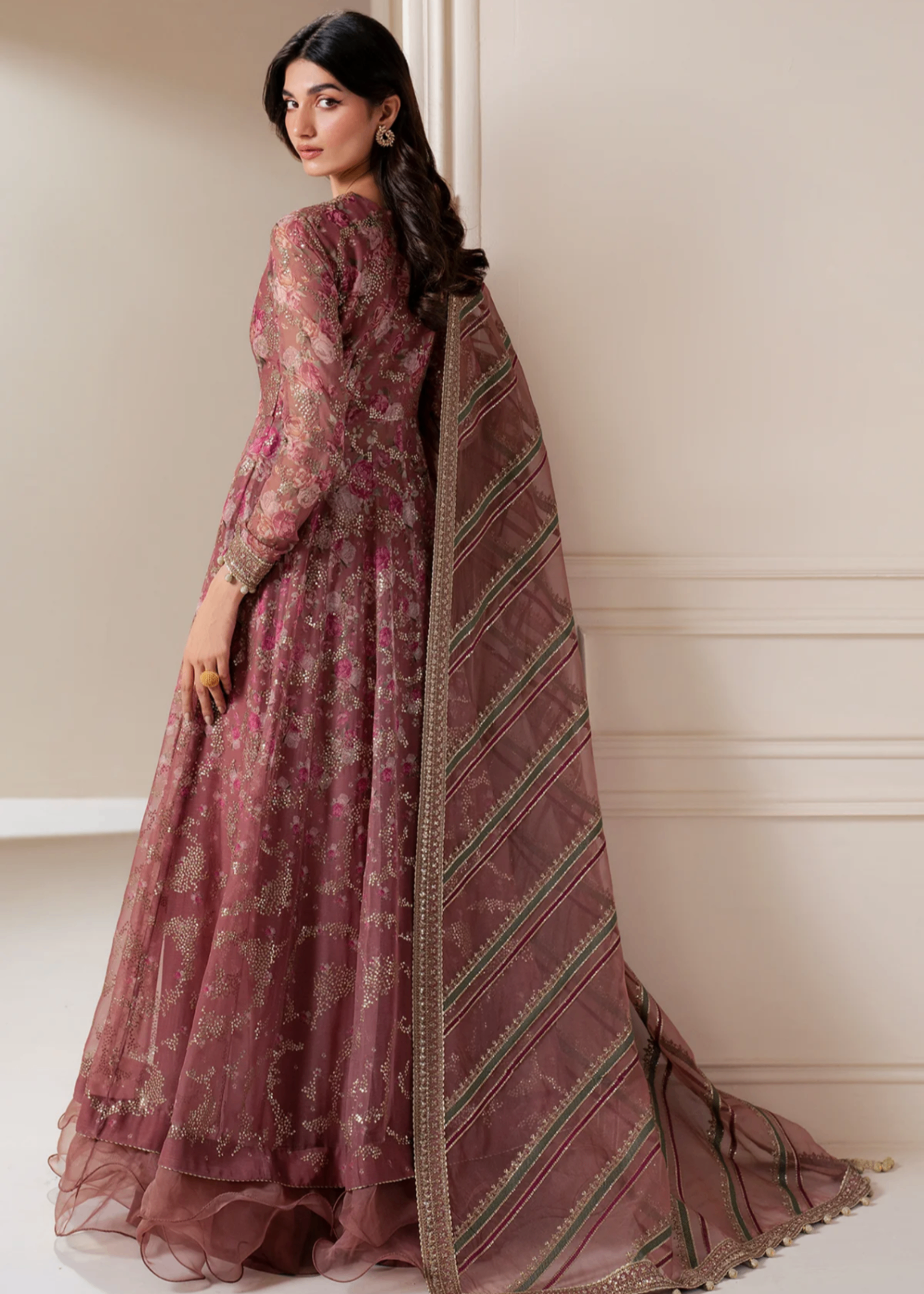 chiffon Unstitched in Mauve pink