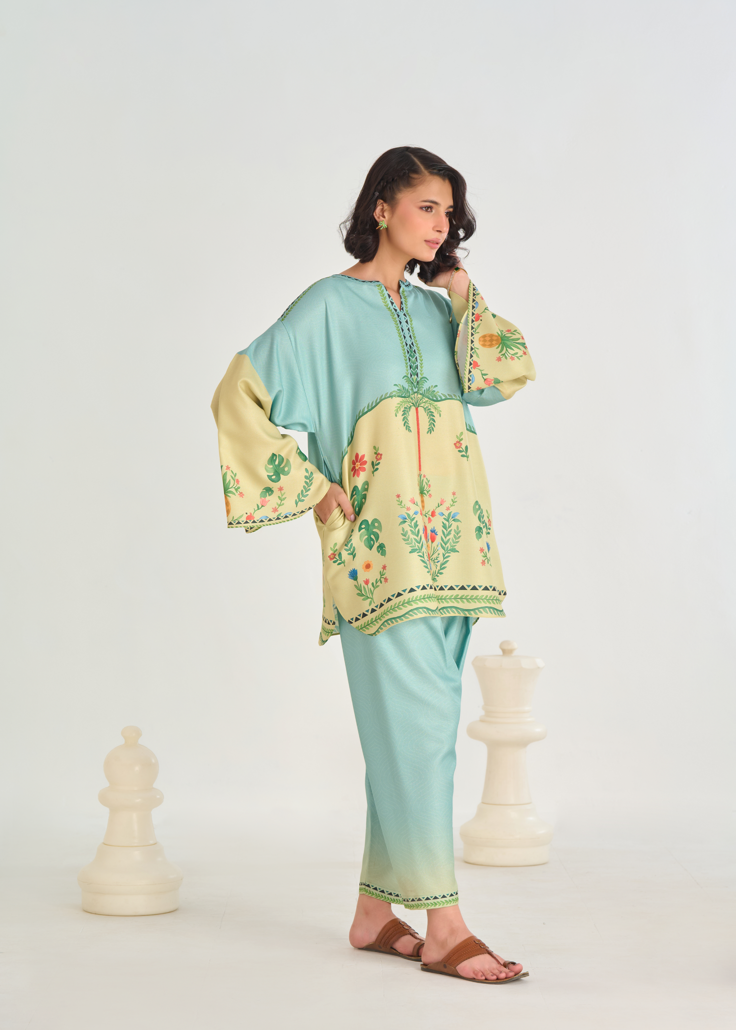 herringbone Kurta Set in Multi