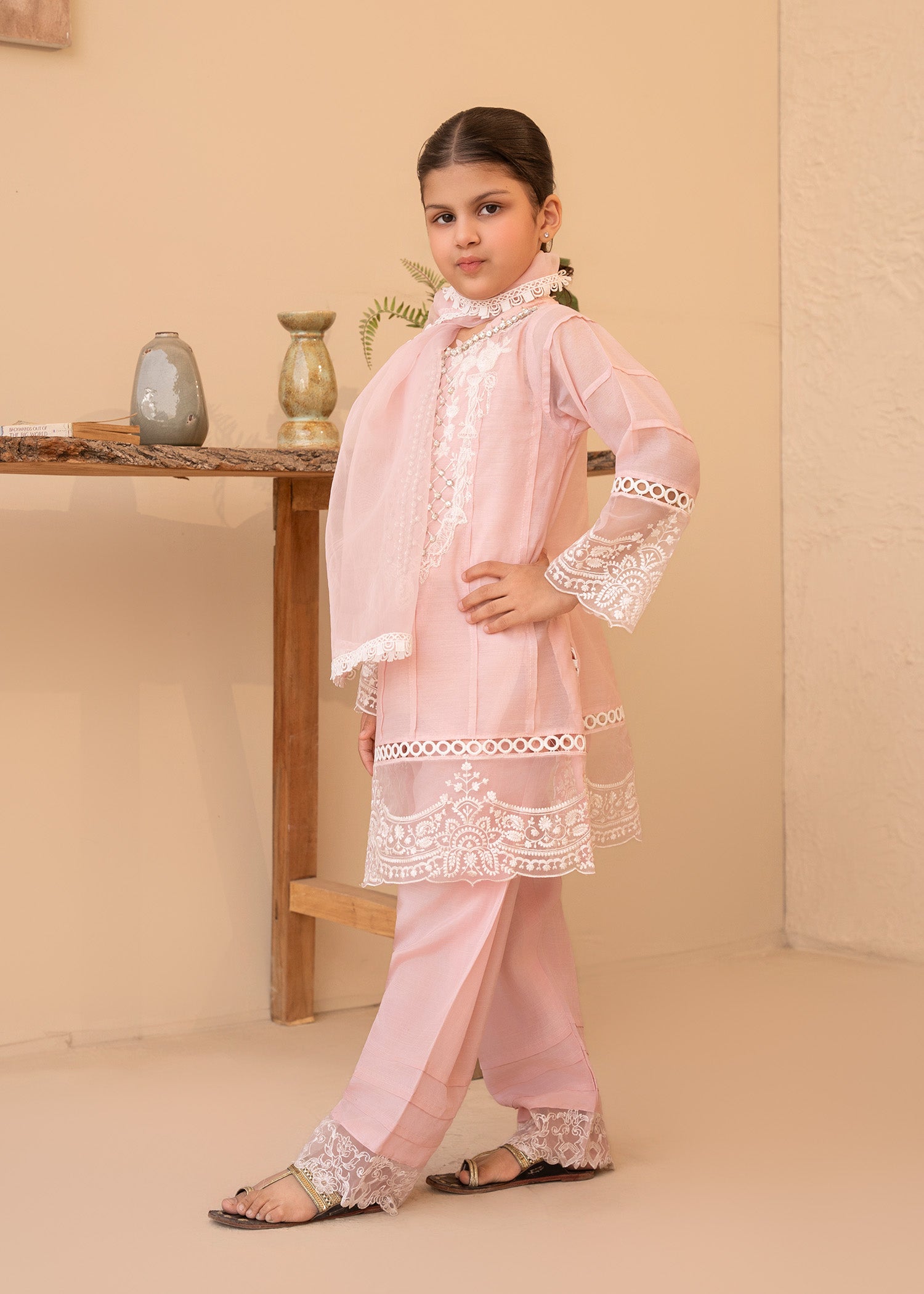 cotton silk Kurta Set in Baby pink