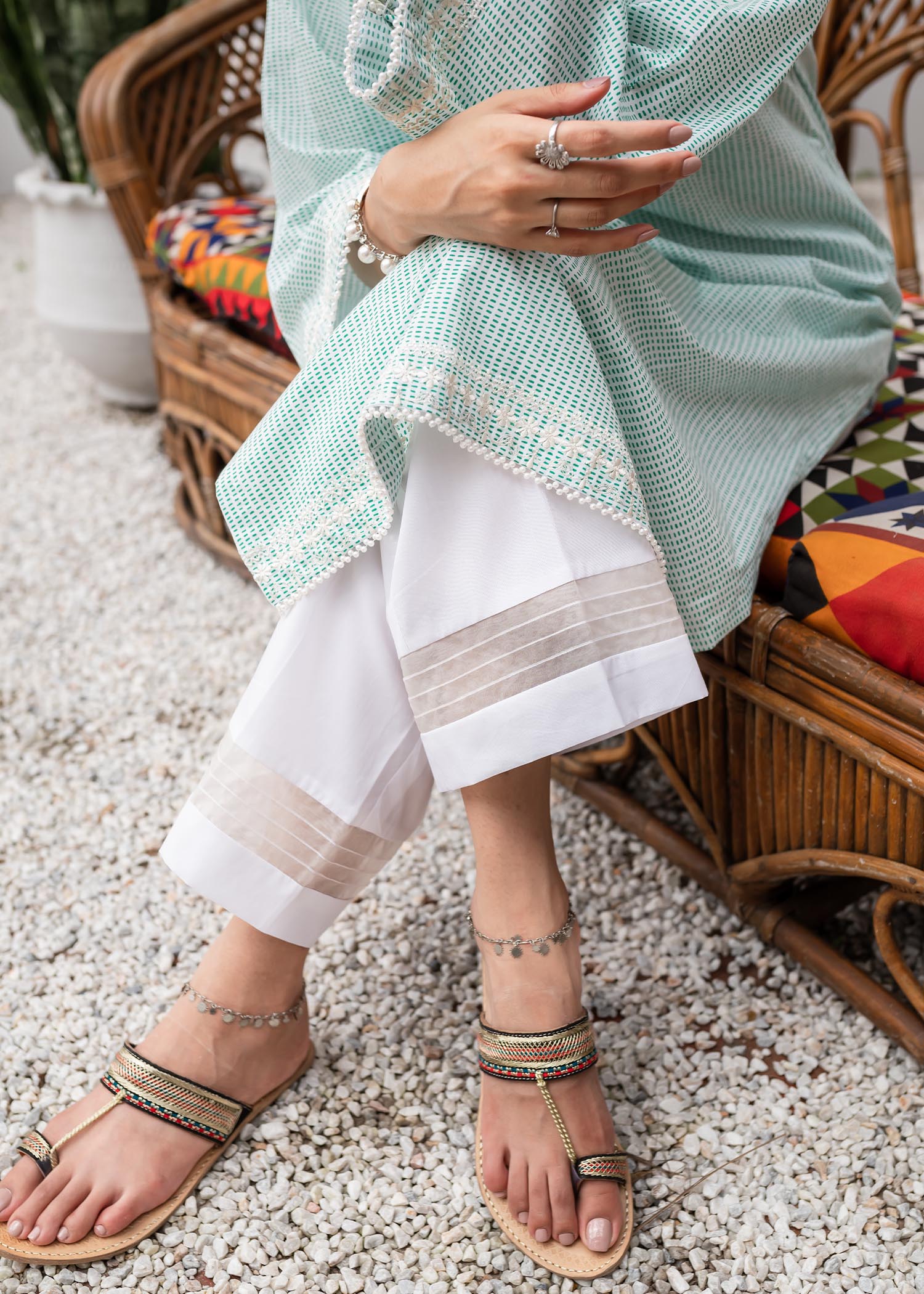 cotton Trousers in Pearl white