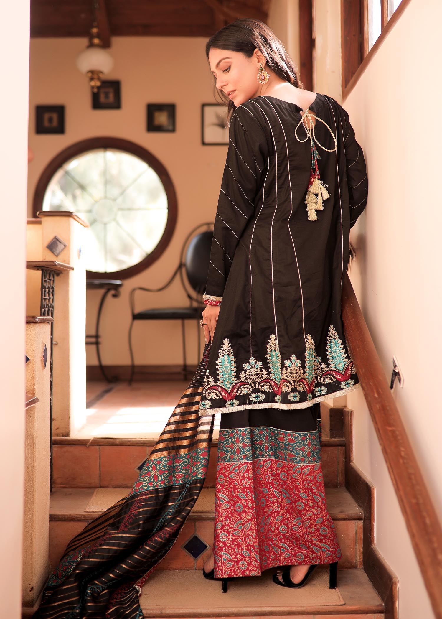 cotton Short Frock in Black