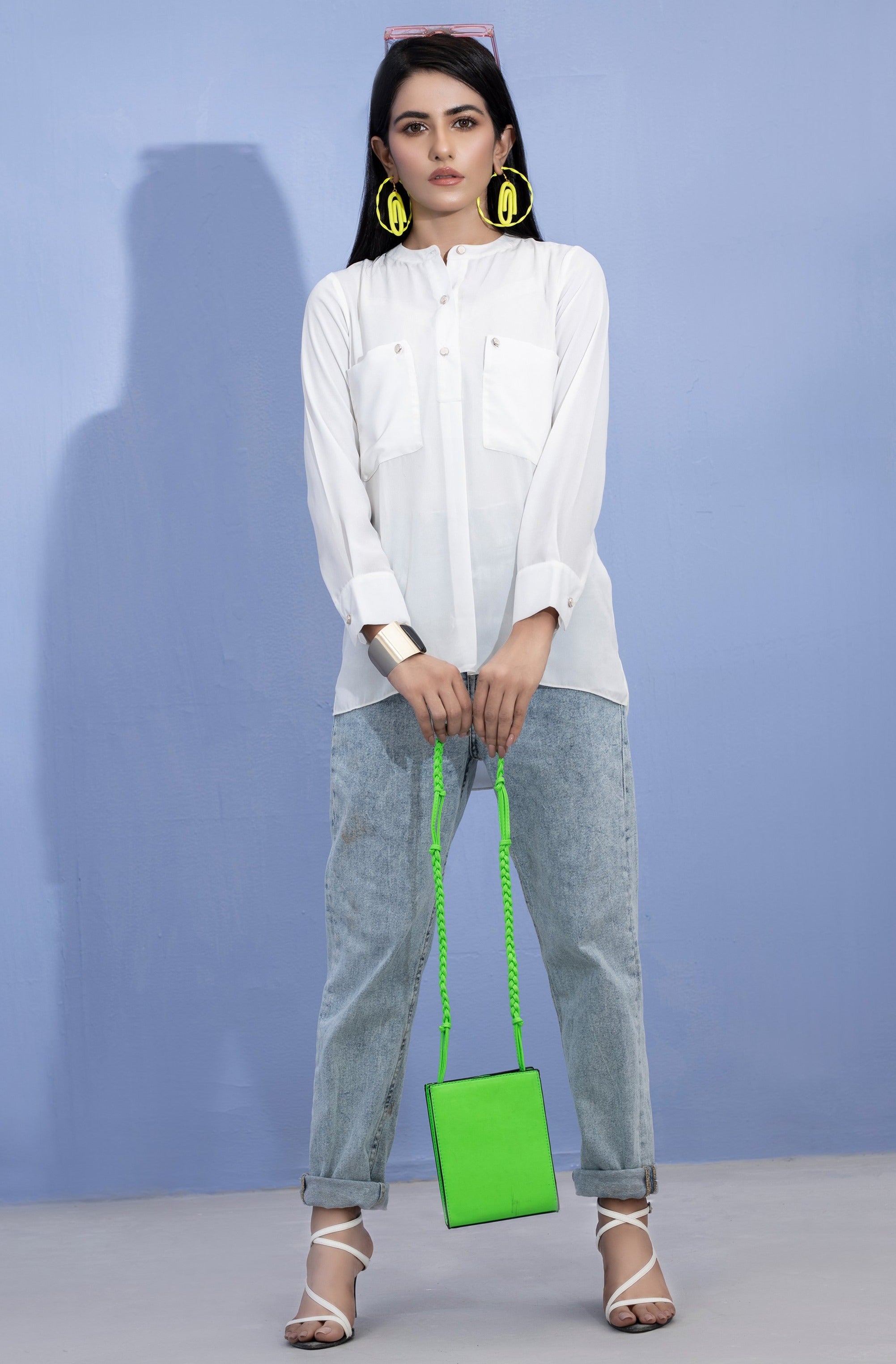 crepe georgette Kurti in White