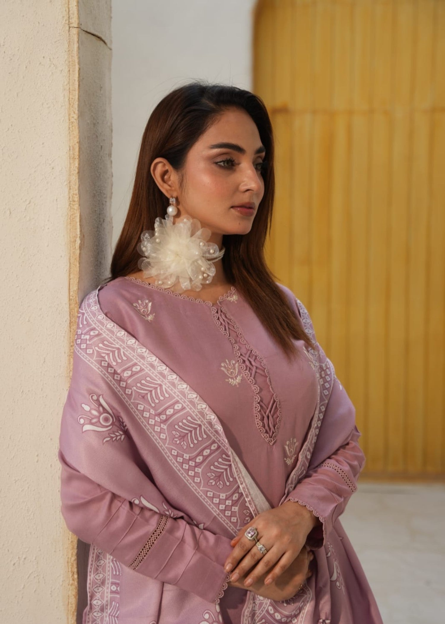 linen Kurta Set in Mauve