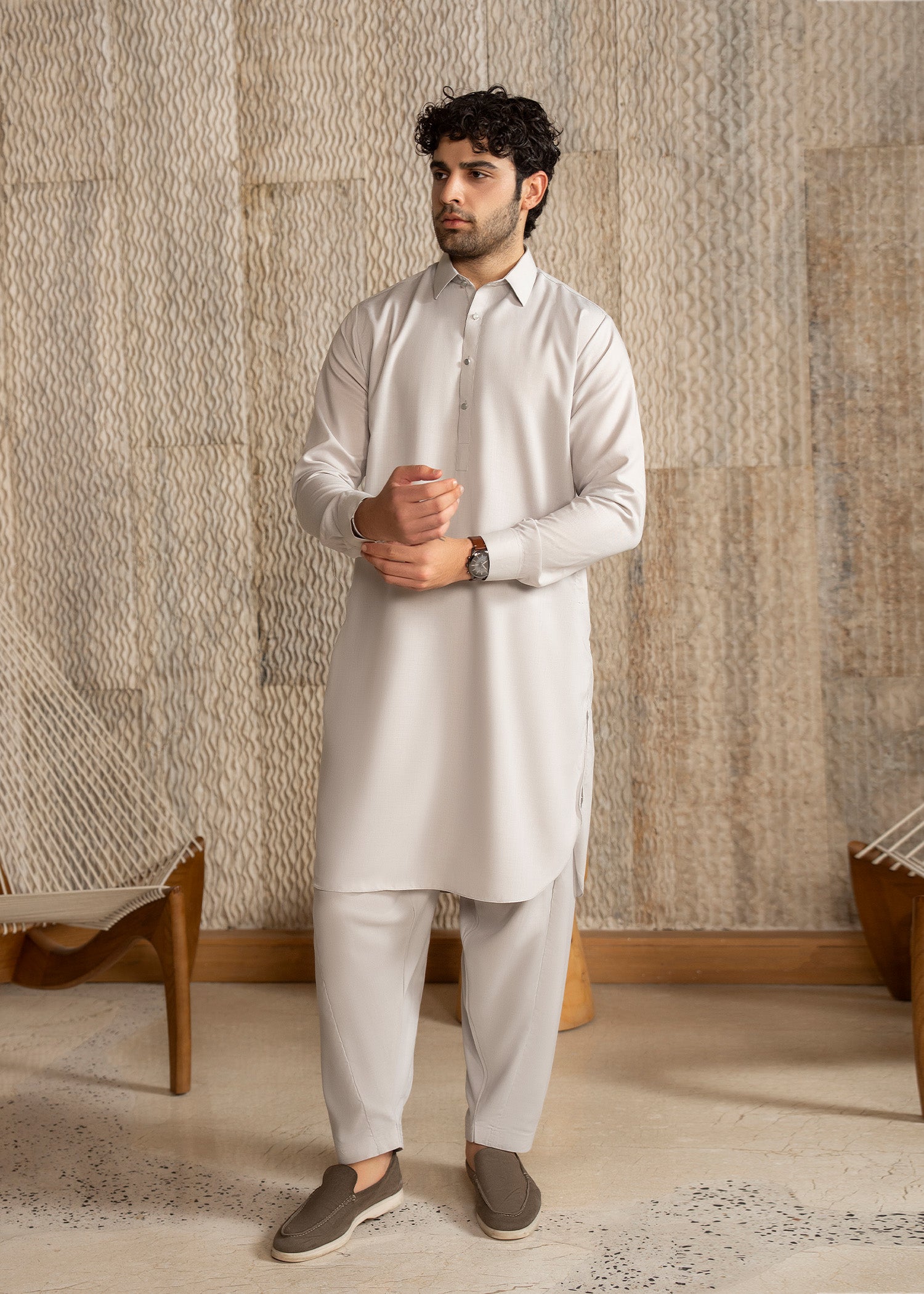 wash & wear Shalwar Kameez in Steal grey by Buraq