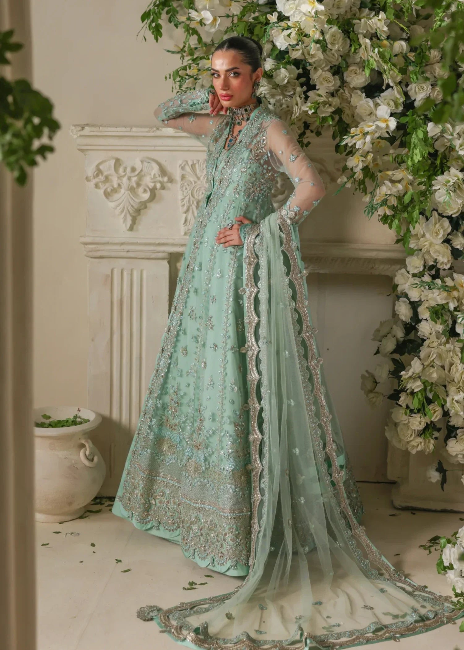 net Gown in Mint green