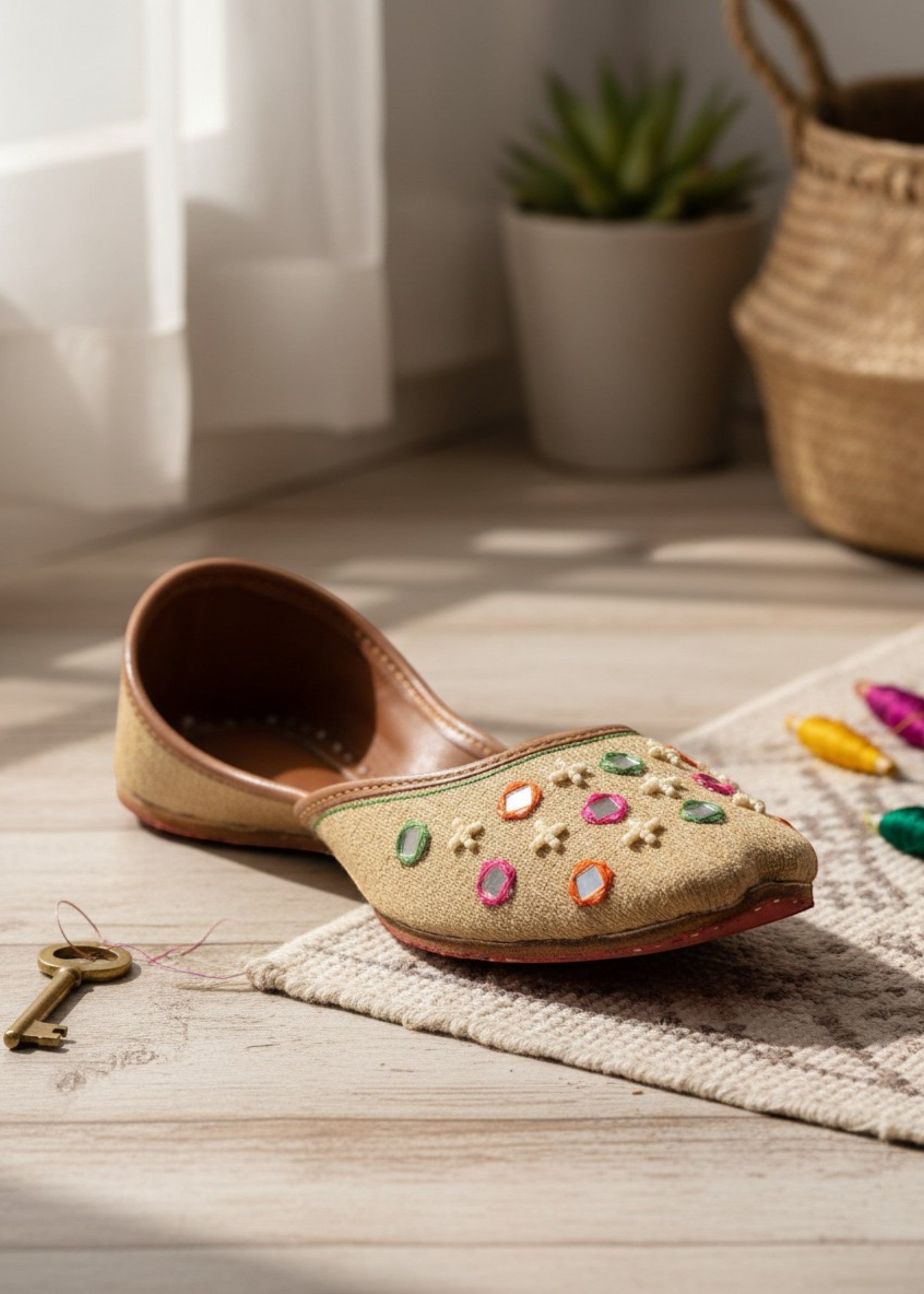 Khussa in Beige by - High Quality Women Khussa QCZ9462