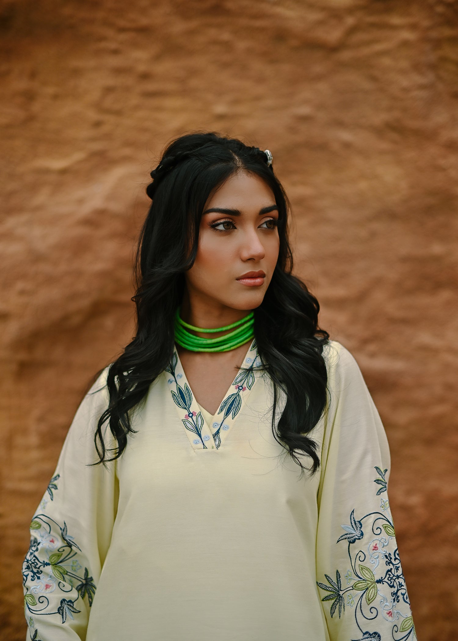 cotton viscose Kurta Set in Light yellow
