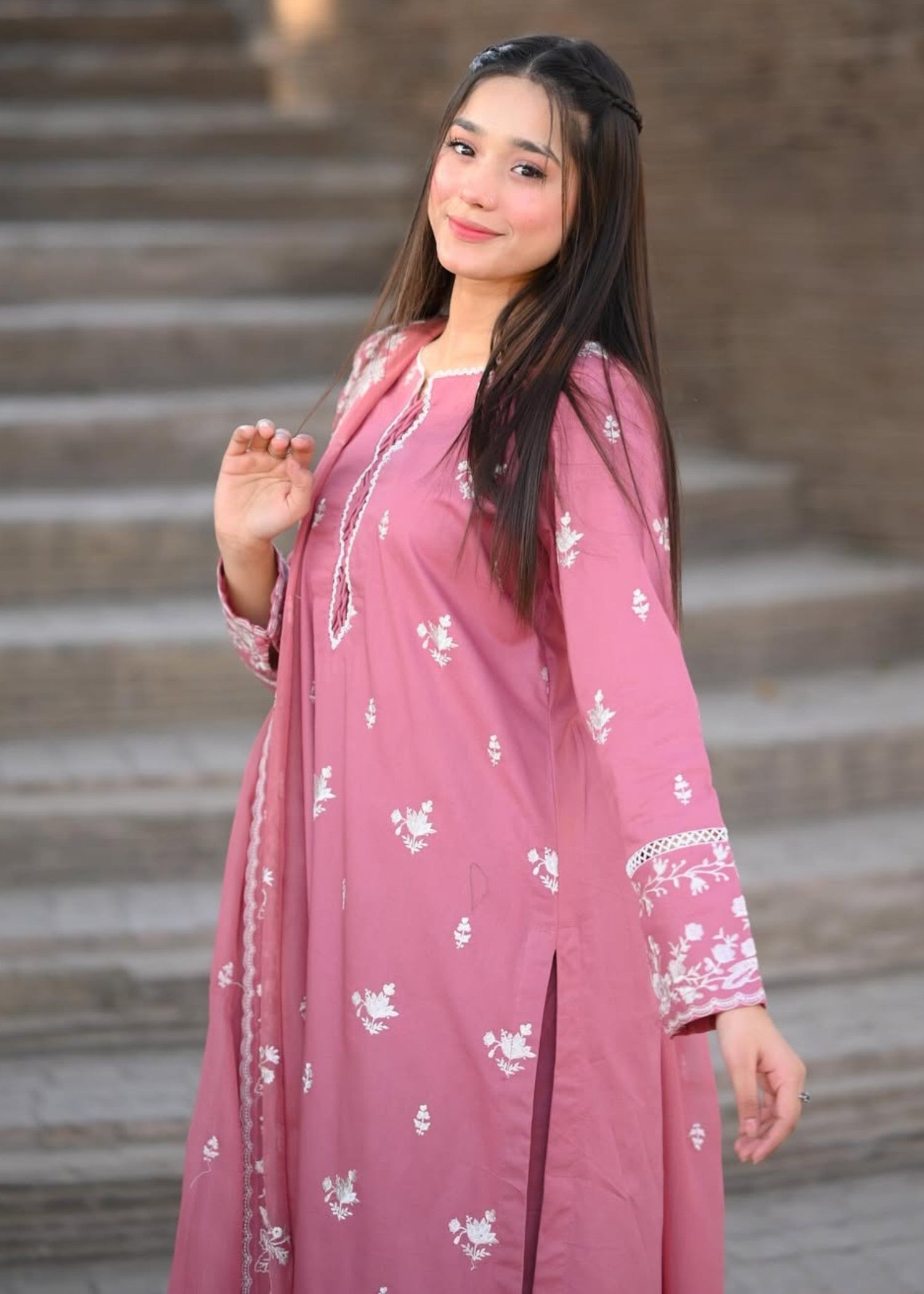 cotton Kurta Set in Blush pink