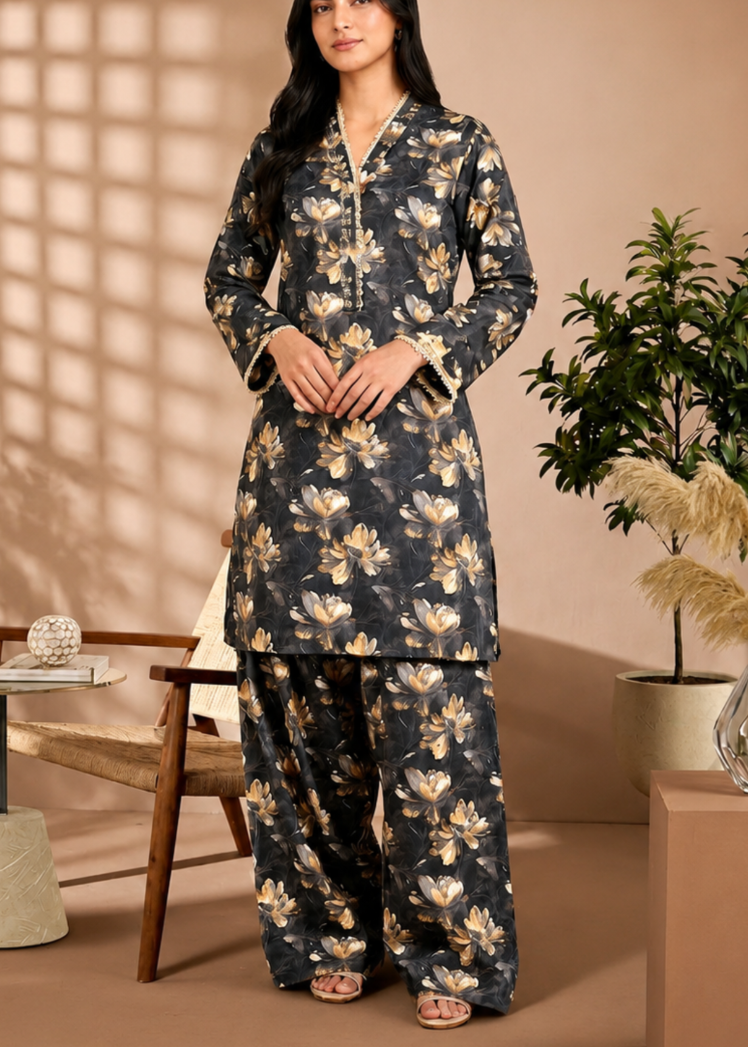 lawn Co Ord Sets in Dark grey