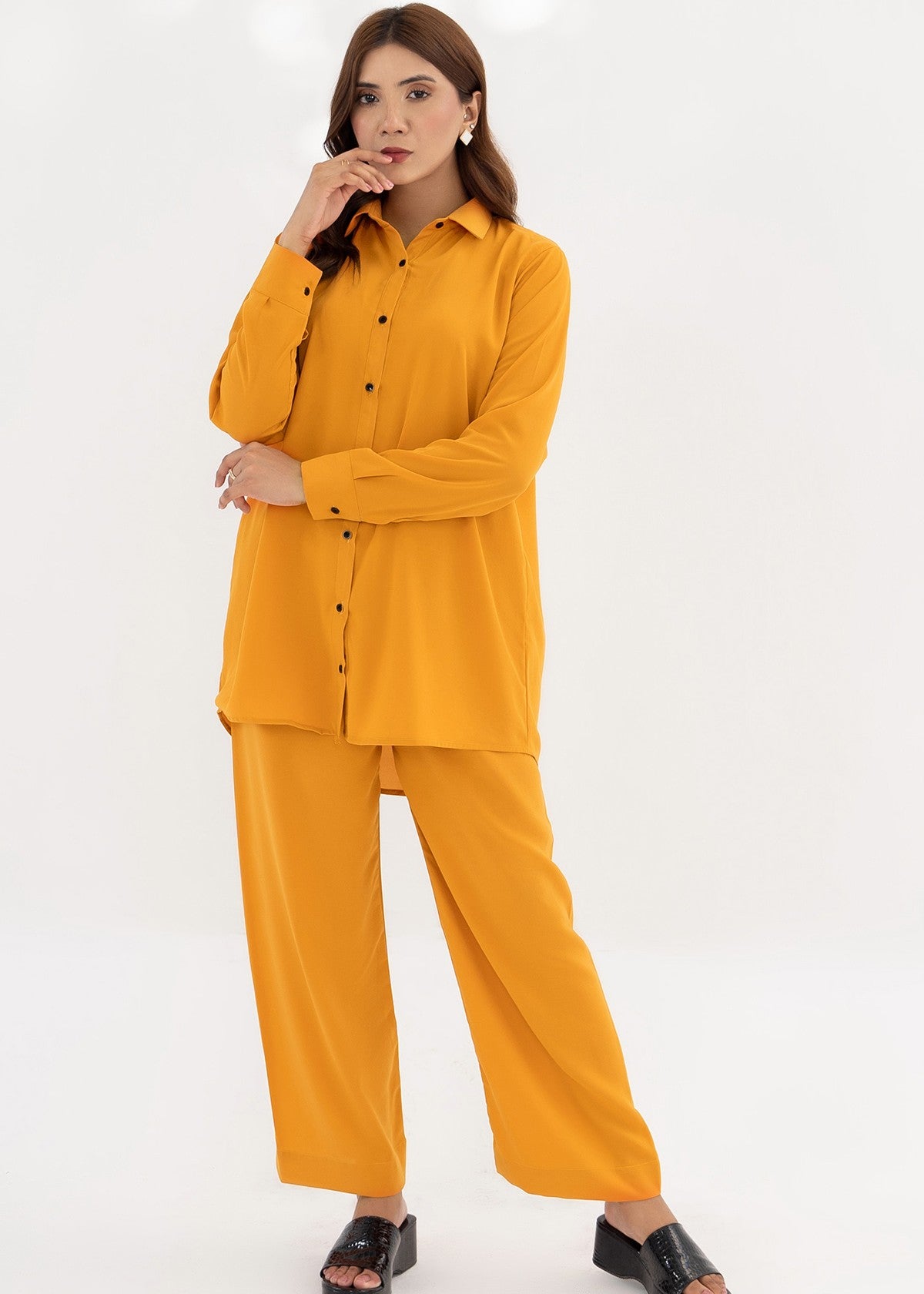 georgette Co Ord Sets in Mustard