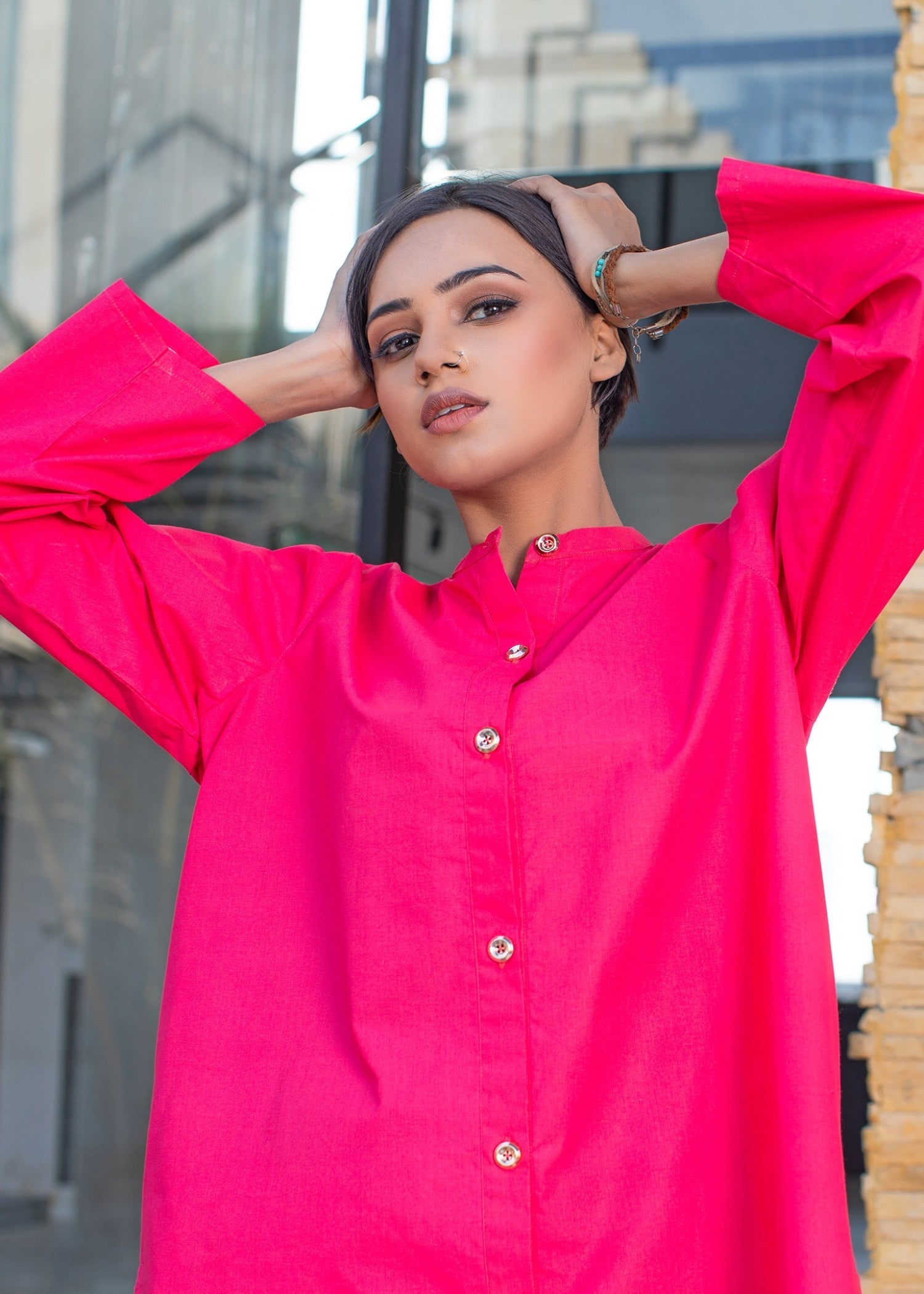 cotton Co ord Sets in Deep pink