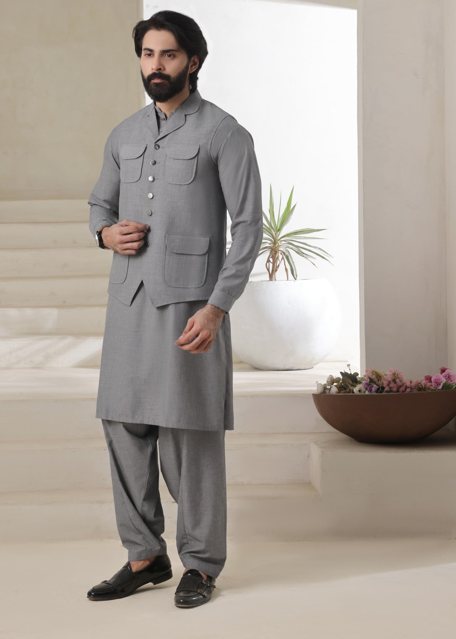 suiting Waistcoat in Steal grey