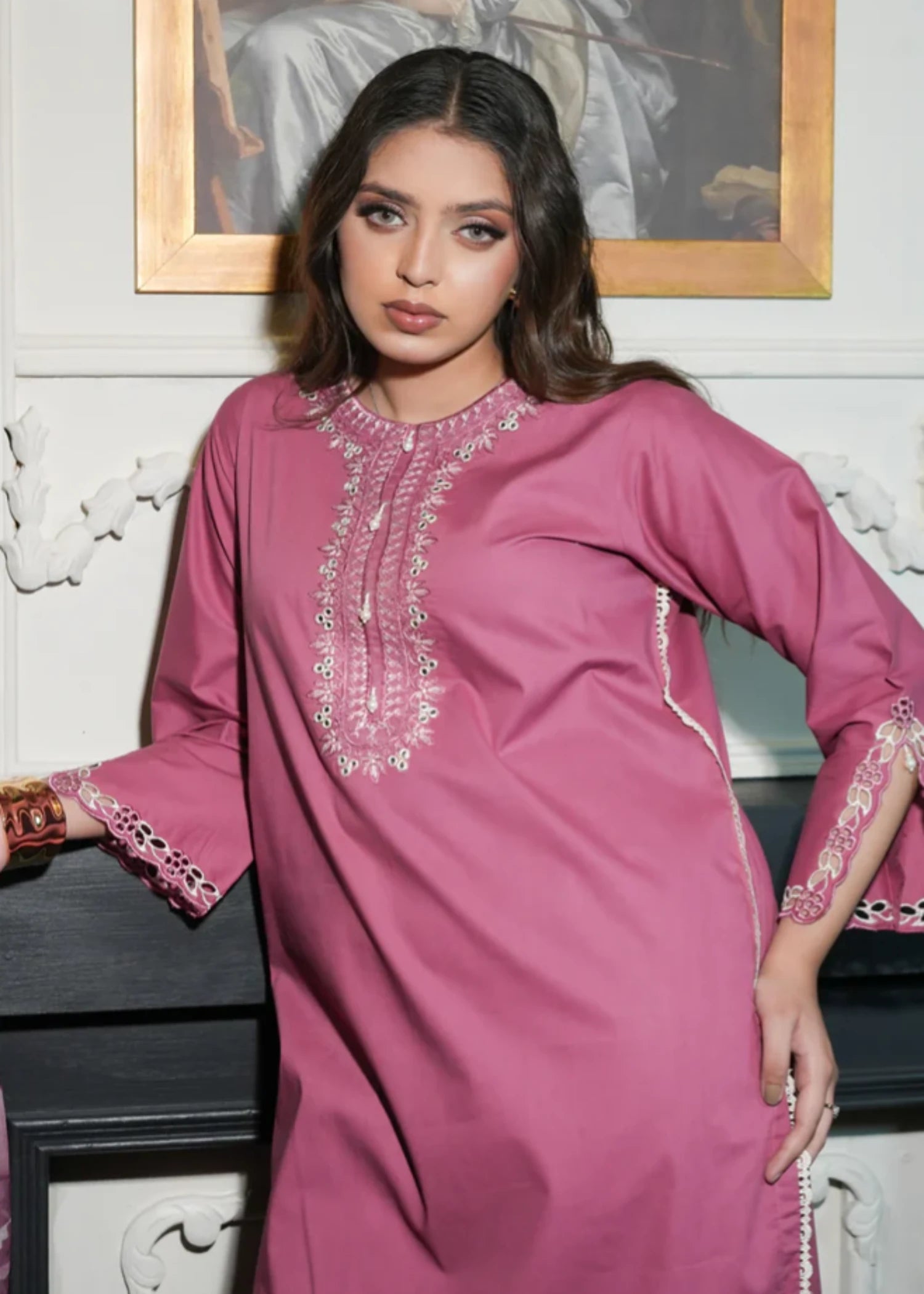 lawn cotton Kurta Set in Mulberry