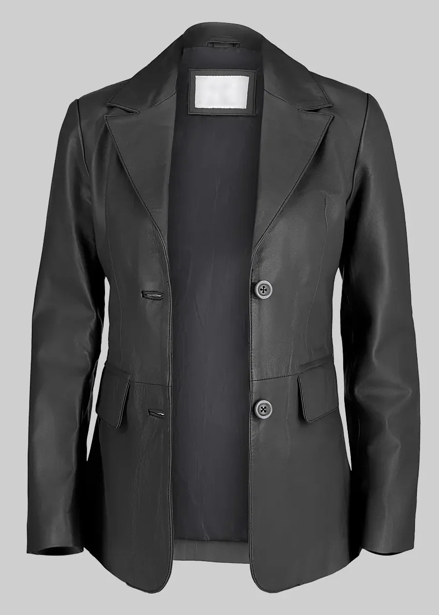 leather Blazer in Black