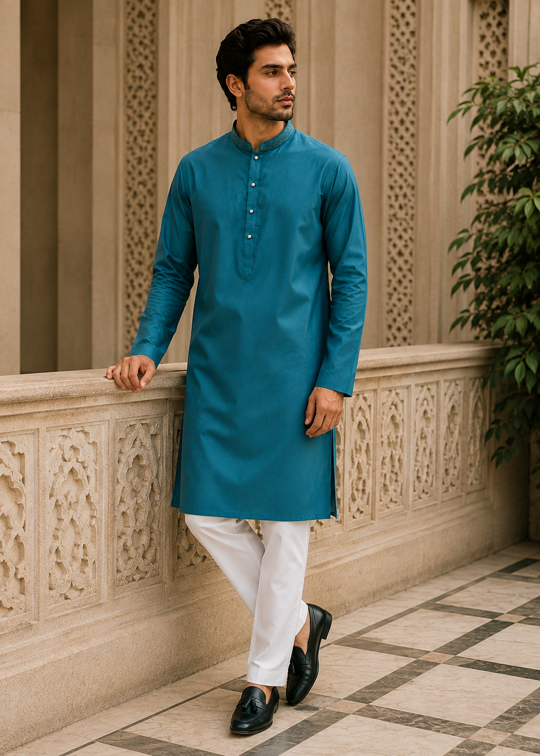wash & wear Kurta in Teal