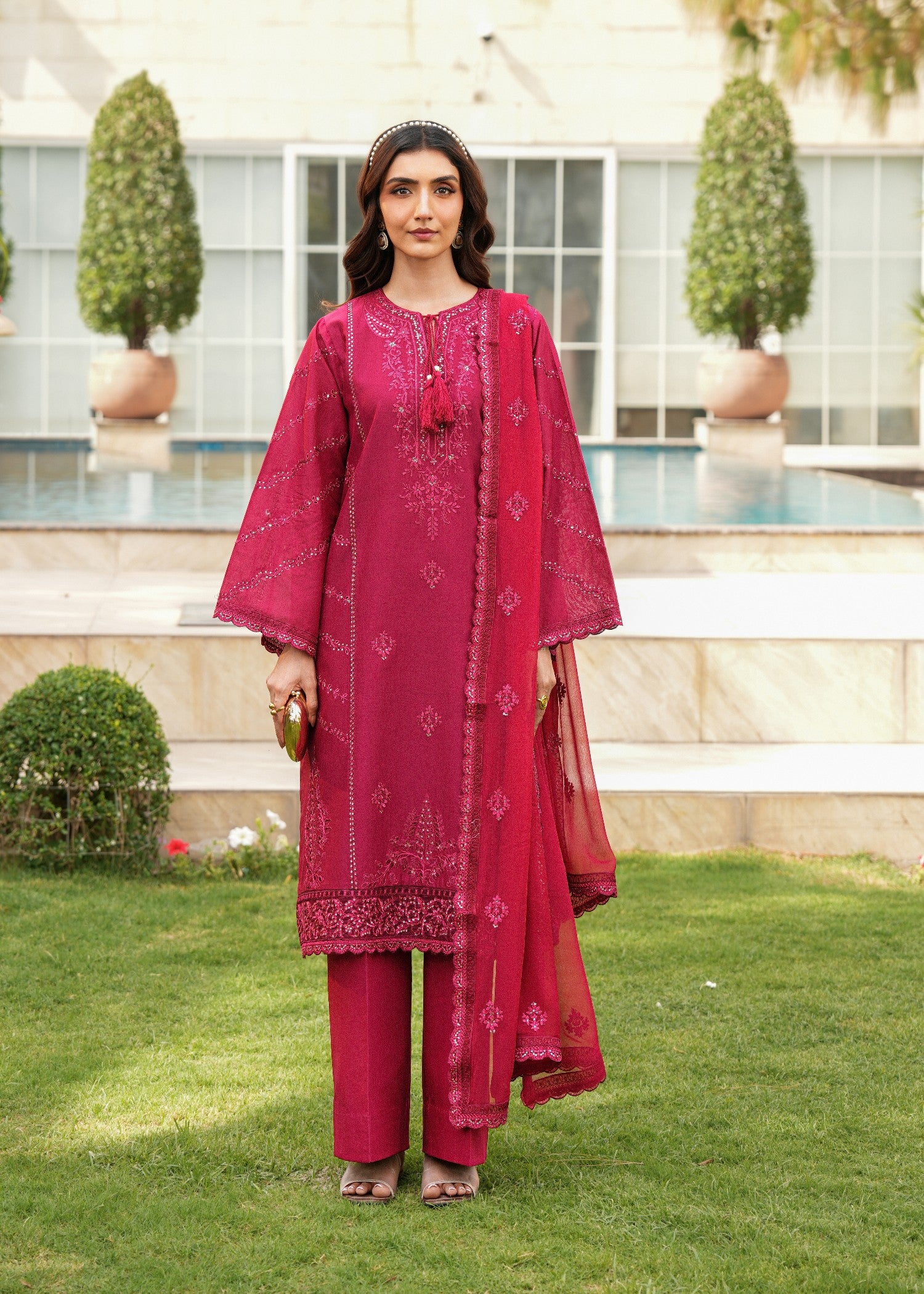 cotton Kurta Set in Watermelon