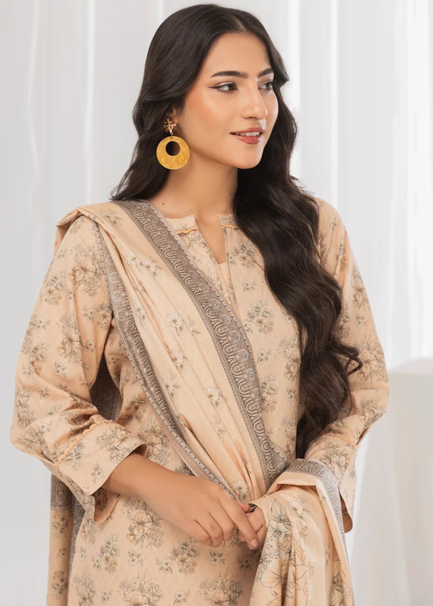 dhanak Unstitched in Antique white