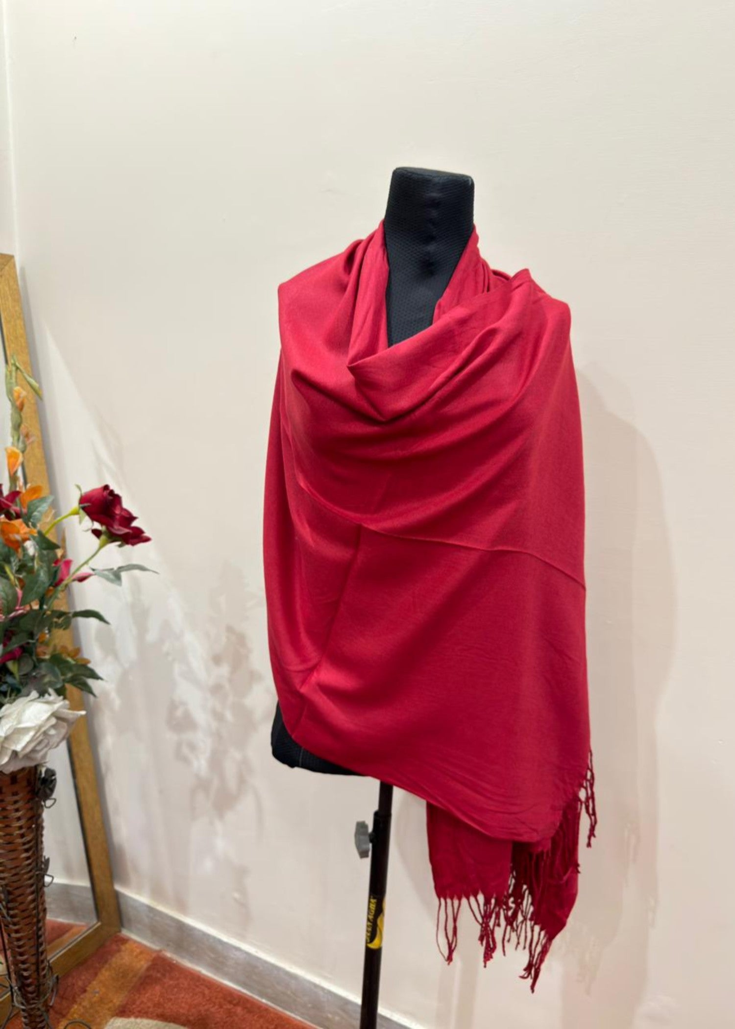 cashmere wool Hijab in Crimson